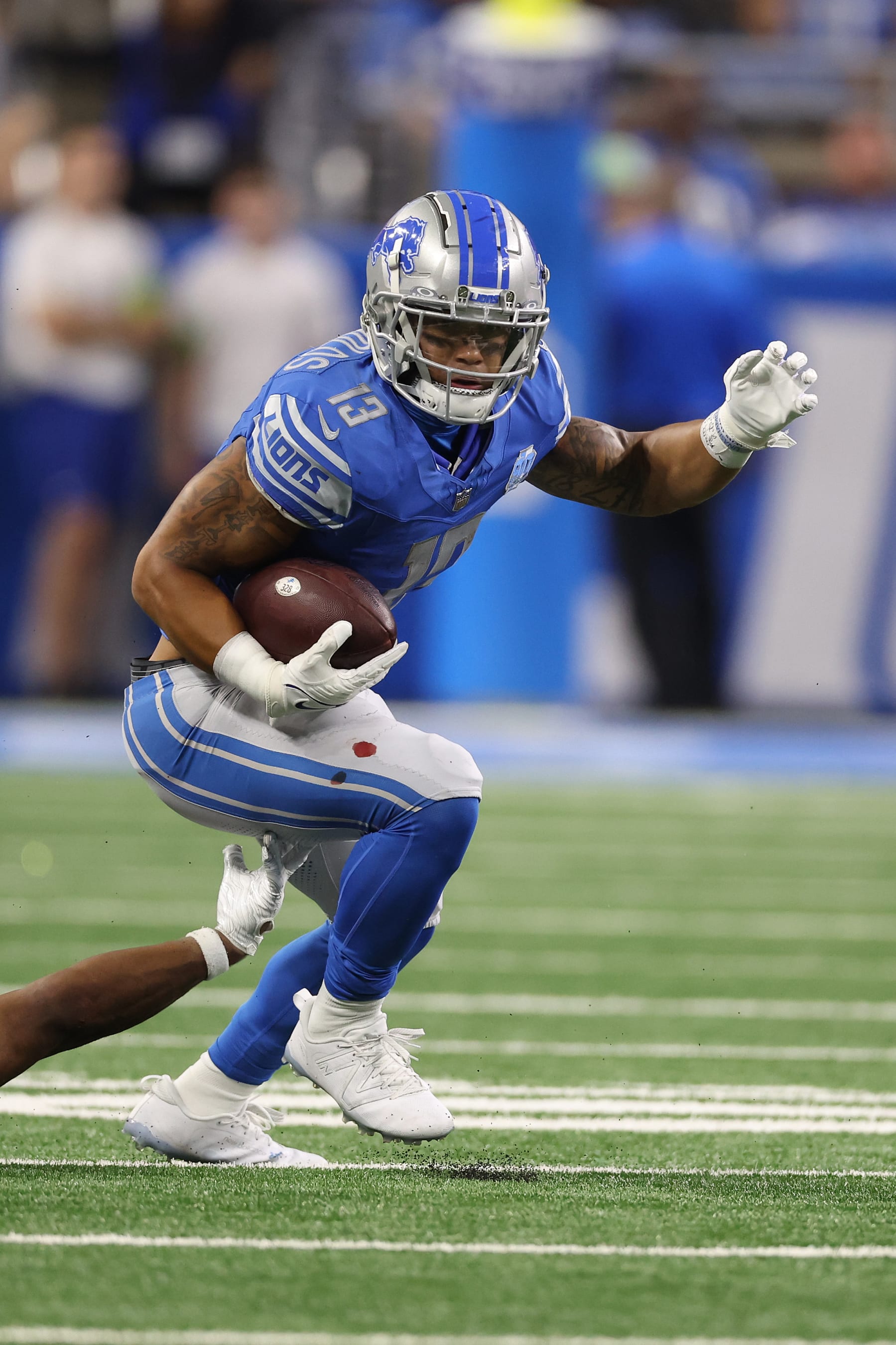 DETROIT, MICHIGAN - SEPTEMBER 17: Craig Reynolds #13 of the Detroit Lions plays against the Seattle Seahawks at Ford Field on September 17, 2023 in Detroit, Michigan. (Photo by Gregory Shamus/Getty Images)