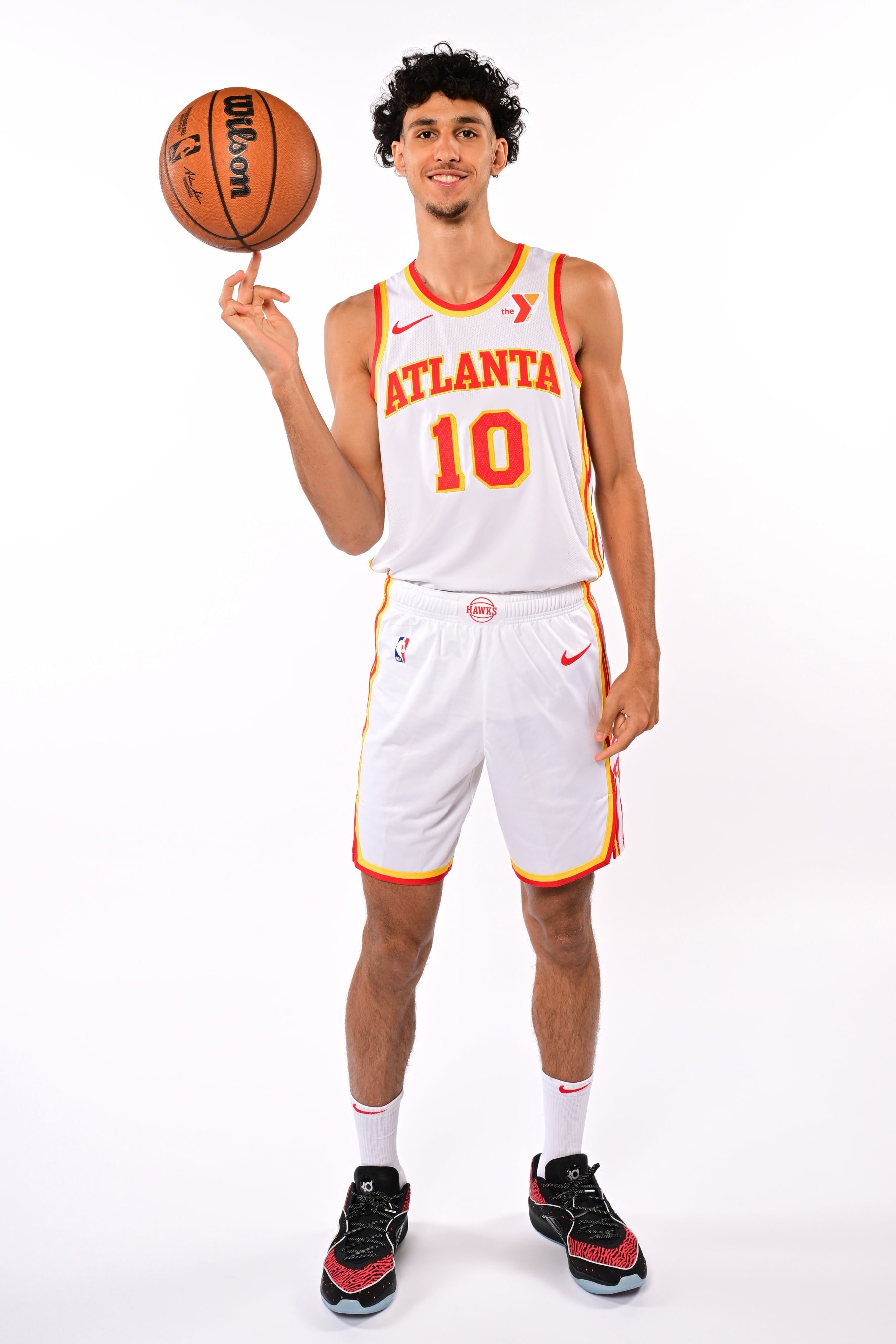 ATLANTA, GA - JUNE 28: Zaccharie Risacher #10 of the Atlanta Hawks poses for a portrait on June 28, 2024 at Emory Sports and Medical Complex in Atlanta, Georgia. NOTE TO USER: User expressly acknowledges and agrees that, by downloading and or using this photograph, user is consenting to the terms and conditions of Getty Images License Agreement. Mandatory Copyright Notice: Copyright 2024 NBAE (Photo by Adam Hagy/NBAE via Getty Images)