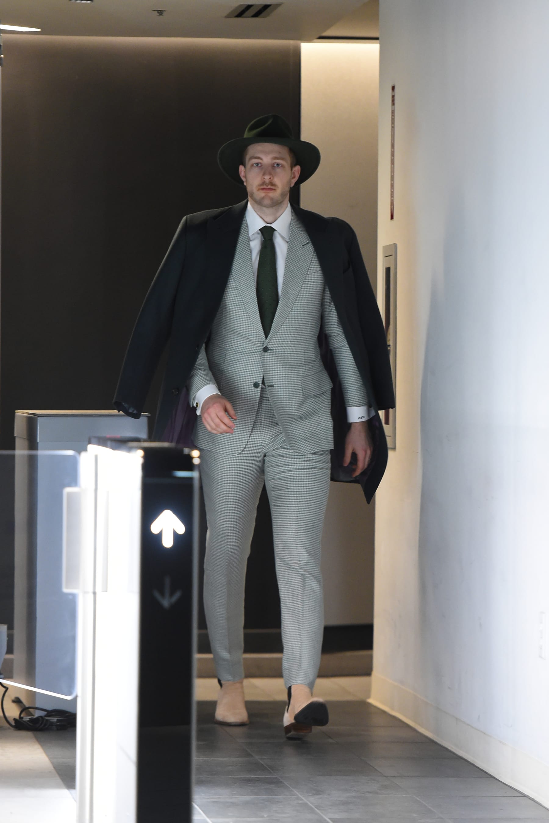 BOSTON, MASSACHUSETTS - FEBRUARY 10: Linus Ullmark #35 of the Boston Bruins arrives before the game against the Washington Capitals at the TD Garden on February 10, 2024 in Boston, Massachusetts. (Photo by Steve Babineau/NHLI via Getty Images)