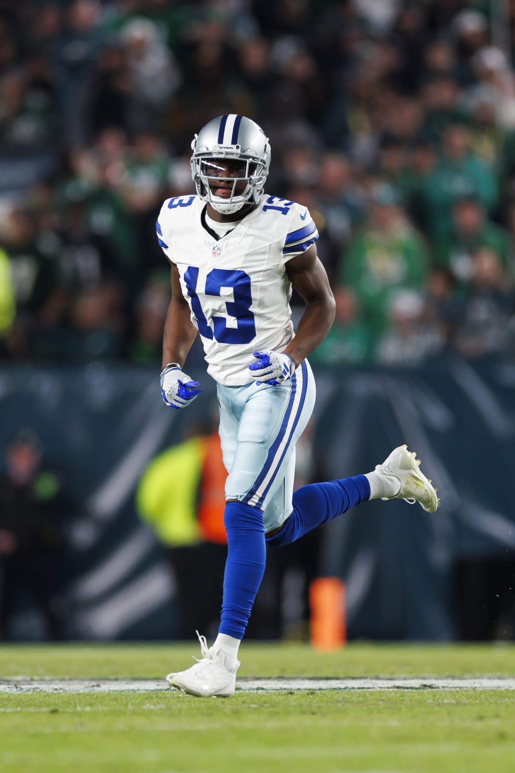 PHILADELPHIA, PENNSYLVANIA - NOVEMBER 05: Michael Gallup #13 of the Dallas Cowboys lines up to run a route during an NFL football game against the Philadelphia Eagles at Lincoln Financial Field on November 5, 2023 in Philadelphia, Pennsylvania. (Photo by Ryan Kang/Getty Images)