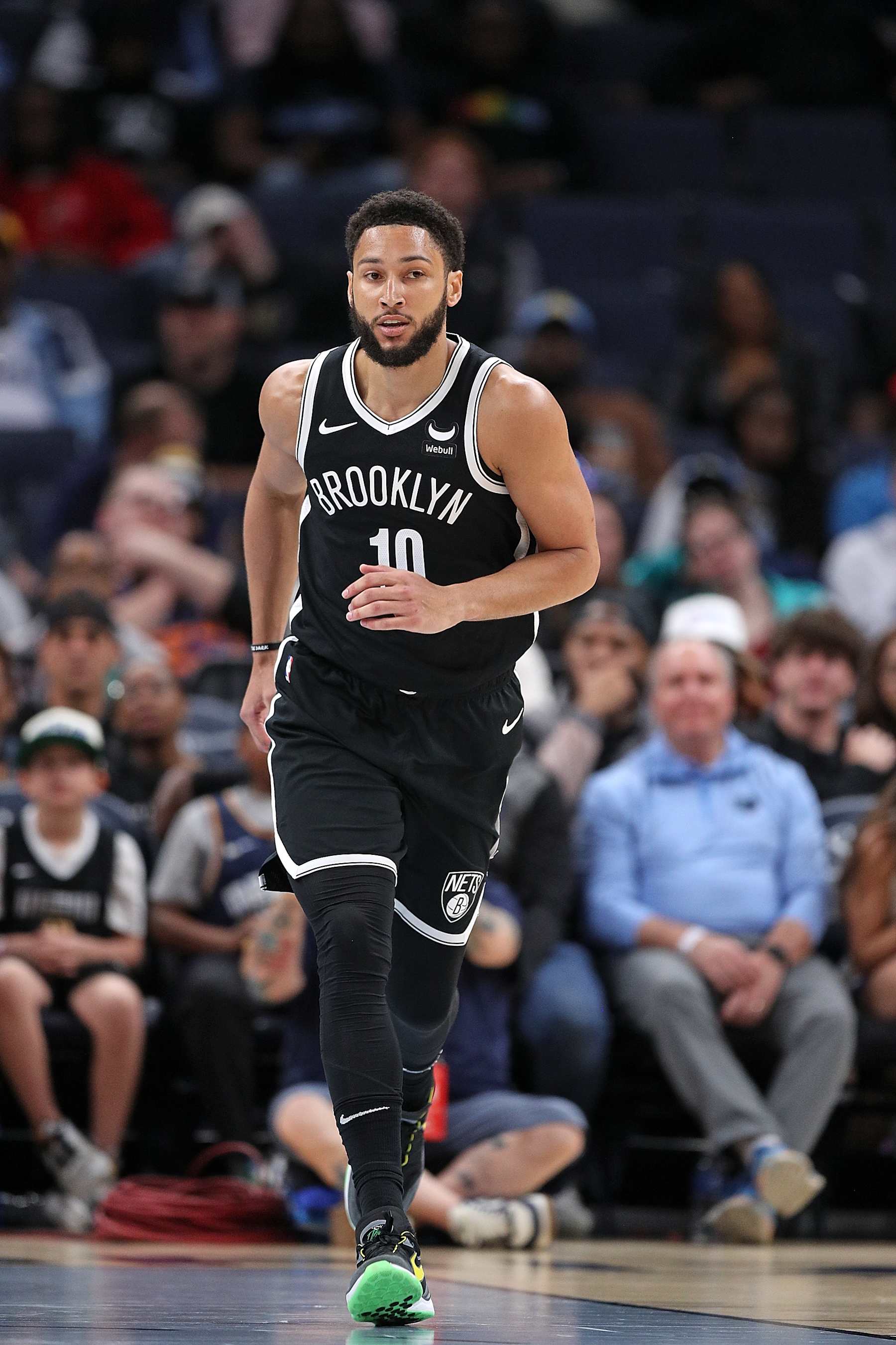 MEMPHIS, TENNESSEE - FEBRUARY 26: Ben Simmons #10 of the Brooklyn Nets looks on during the game against the Memphis Grizzlies at FedExForum on February 26, 2024 in Memphis, Tennessee. NOTE TO USER: User expressly acknowledges and agrees that, by downloading and or using this photograph, User is consenting to the terms and conditions of the Getty Images License Agreement. (Photo by Justin Ford/Getty Images)