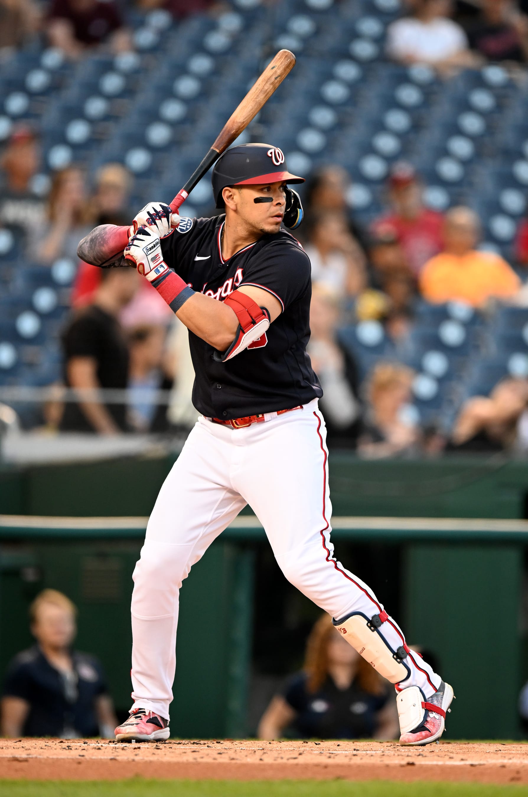 WASHINGTON, DC - AUGUST 31: Joey Meneses #45 of the Washington Nationals bats against the Miami Marlins at Nationals Park on August 31, 2023 in Washington, DC. (Photo by G Fiume/Getty Images)