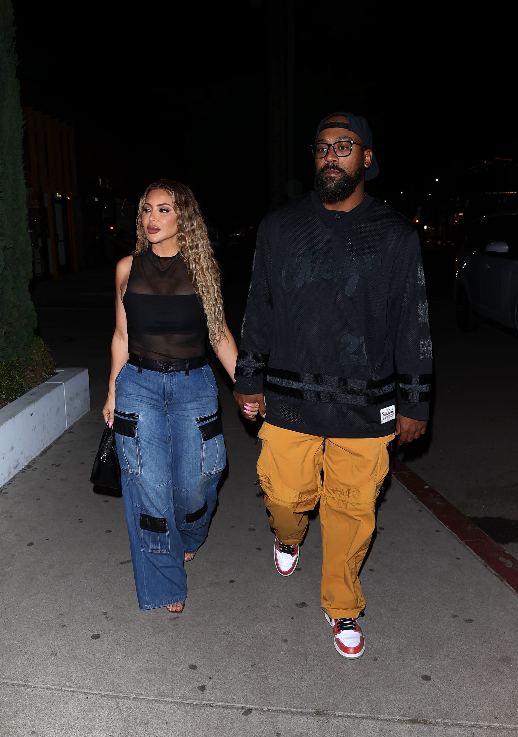 WEST HOLLYWOOD, CA - OCTOBER 23: Larsa Pippen and Marcus Jordan are seen leaving Catch Steak LA on October 23, 2023 in West Hollywood, California. (Photo by MEGA/GC Images)