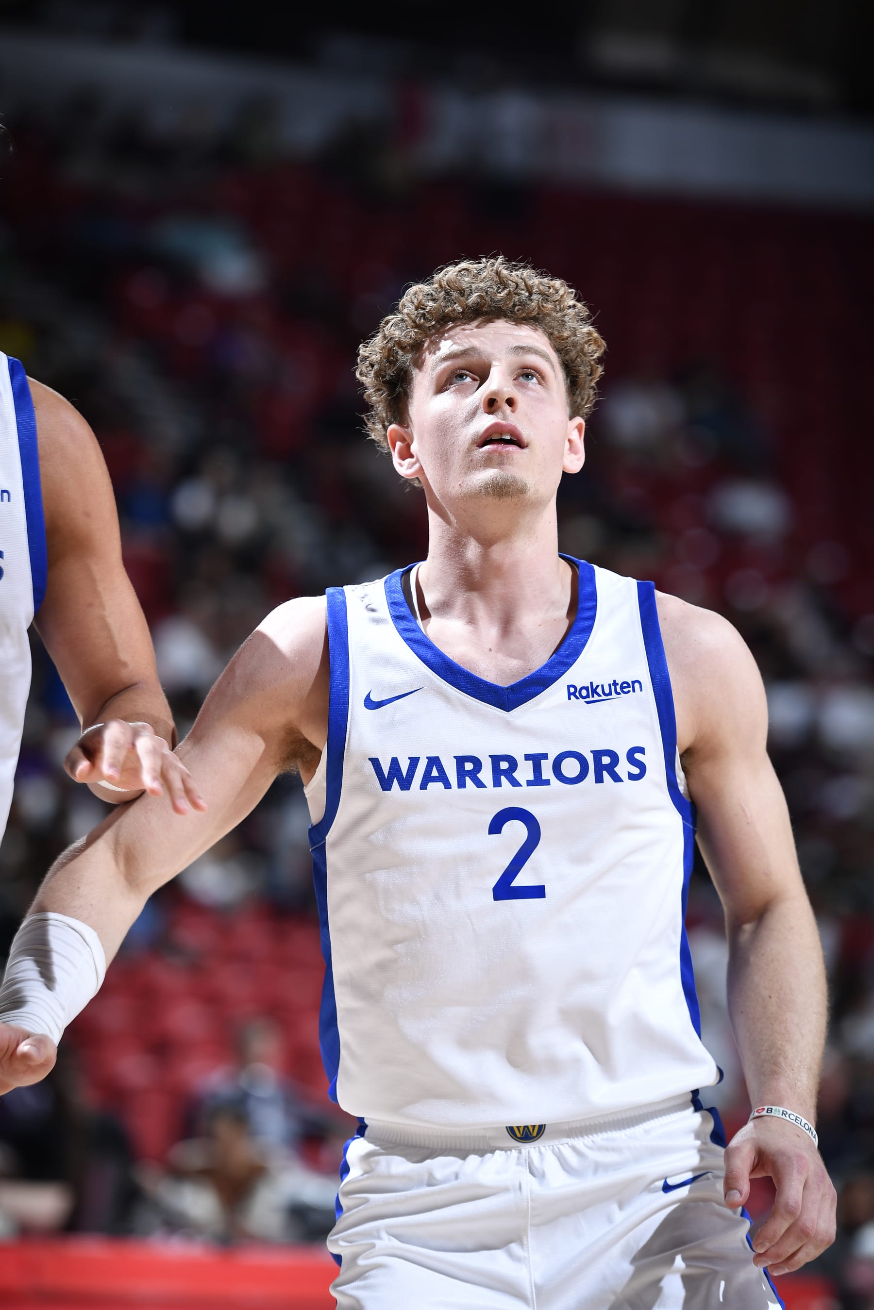 LAS VEGAS, NV - July 9: Brandin Podziemski #2 of the Golden State Warriors looks on during the 2023 NBA Las Vegas Summer League on July 9, 2023 at the Thomas & Mack Center in Las Vegas, Nevada. NOTE TO USER: User expressly acknowledges and agrees that, by downloading and or using this photograph, User is consenting to the terms and conditions of the Getty Images License Agreement. Mandatory Copyright Notice: Copyright 2023 NBAE (Photo by Logan Riely/NBAE via Getty Images)