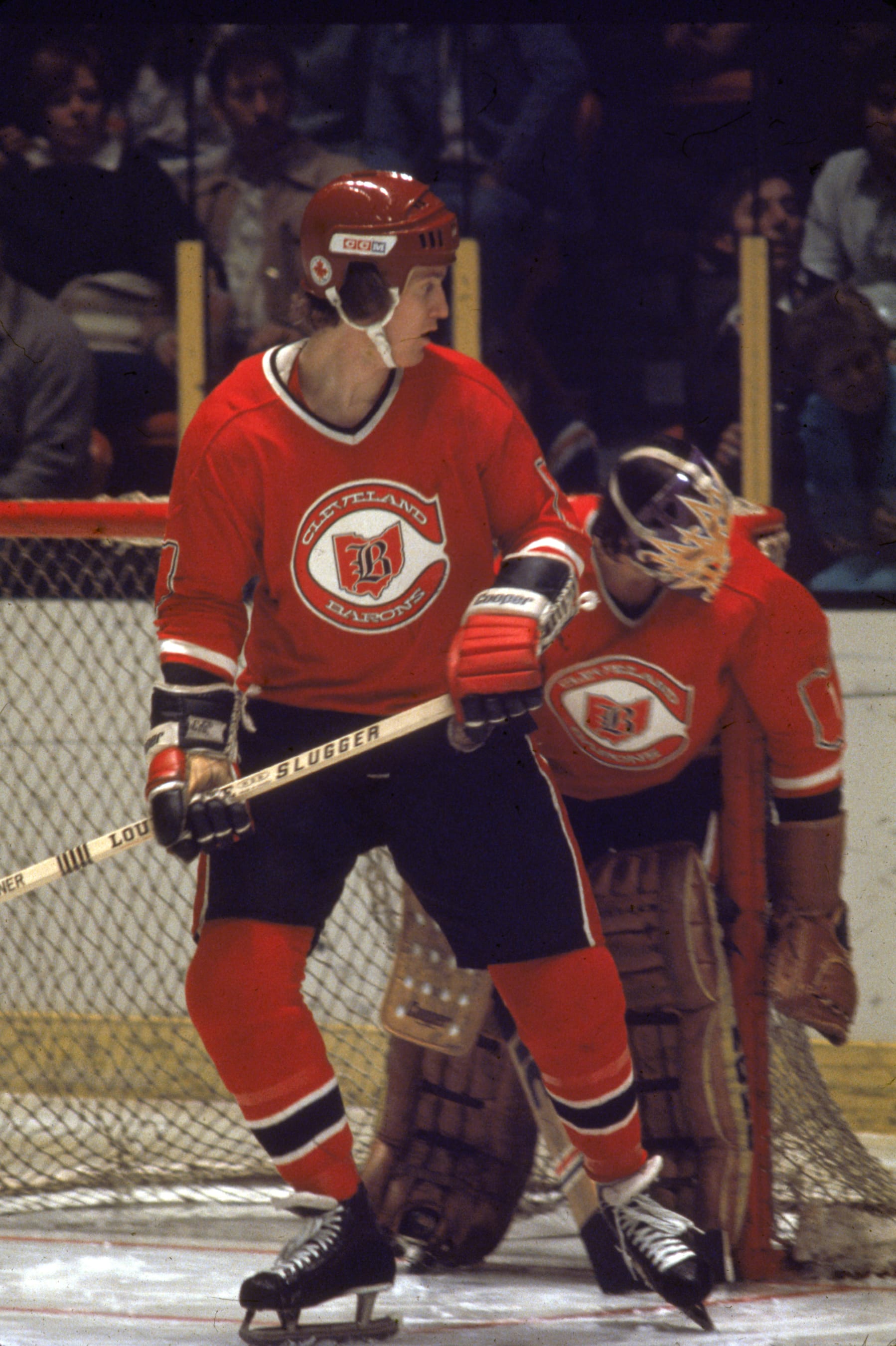 Canadian professional ice hockey playerDave Gardner forward of the Cleveland Barons skates in a game against the New York Rangers, Madison Square Garden, New York, March 1977. (Photo by Bruce Bennet Studios/Getty Images) 
