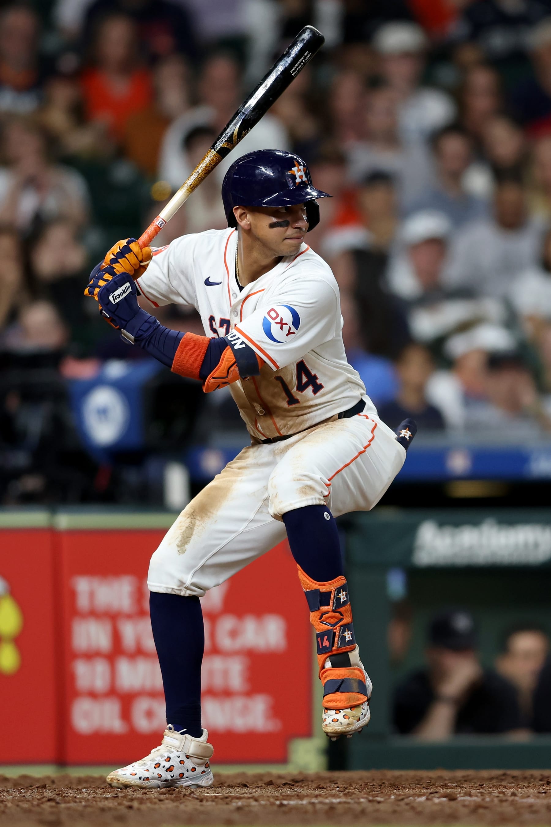 HOUSTON, TEXAS - MARCH 30: Mauricio Dubon #14 of the Houston Astros bats in the ninth inning against the New York Yankees at Minute Maid Park on March 30, 2024 in Houston, Texas. (Photo by Tim Warner/Getty Images) HOUSTON, TEXAS - MARCH 30: Mauricio Dubon #14 of the Houston Astros bats in the ninth inning against the New York Yankees at Minute Maid Park on March 30, 2024 in Houston, Texas. (Photo by Tim Warner/Getty Images)