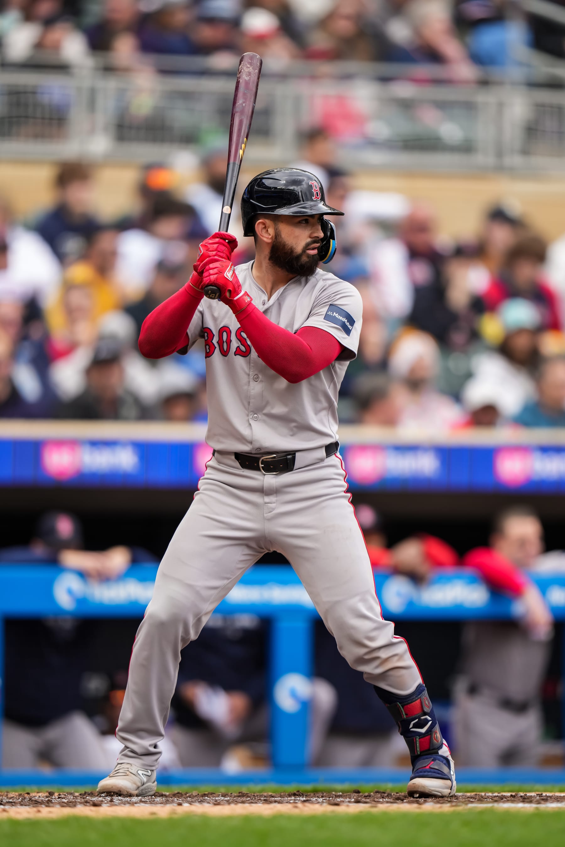 MINNEAPOLIS, MN - MAY 04: Connor Wong #12 of the Boston Red Sox bats against the Minnesota Twins on May 4, 2024 at Target Field in Minneapolis, Minnesota. (Photo by Brace Hemmelgarn/Minnesota Twins/Getty Images)