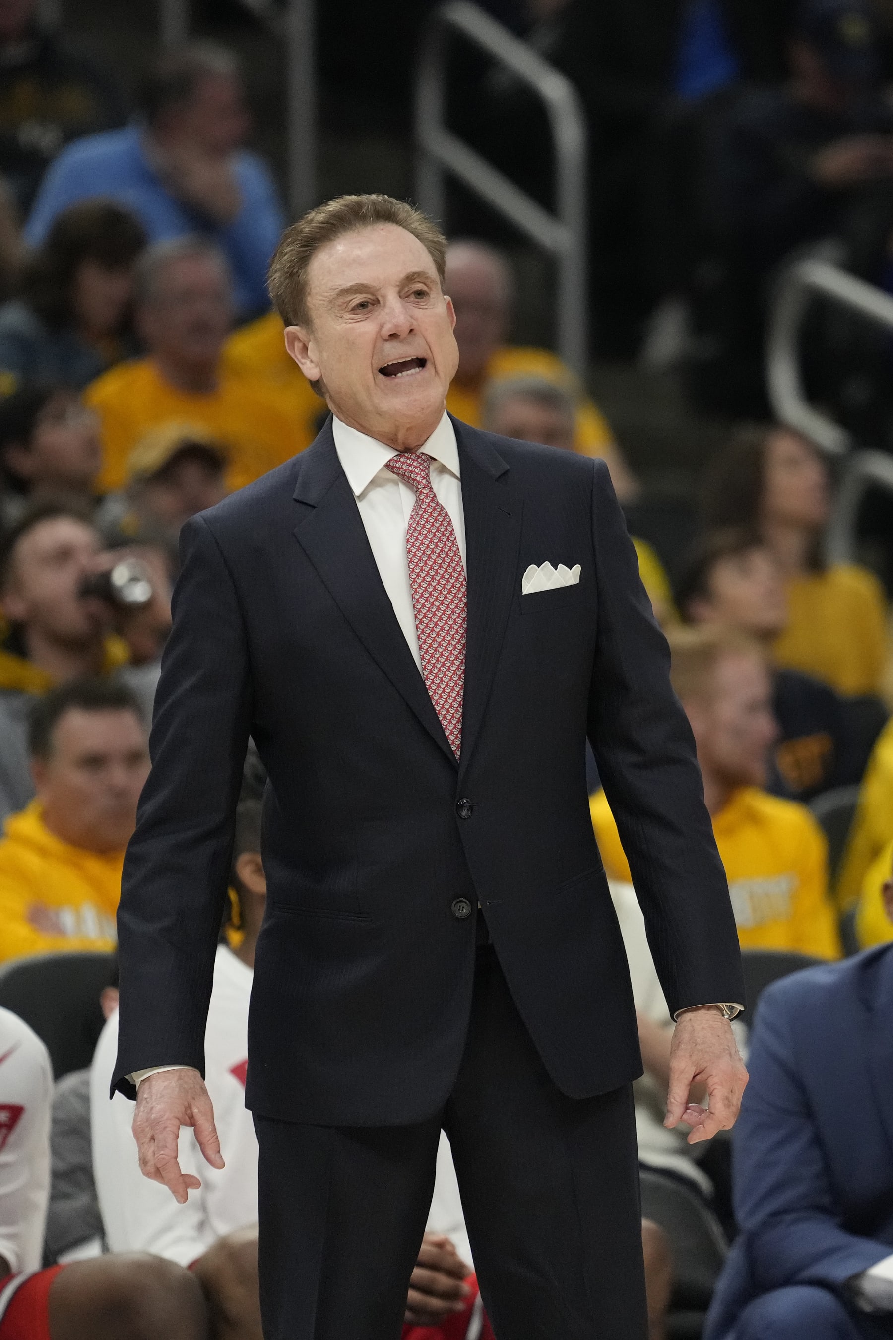 MILWAUKEE, WISCONSIN - FEBRUARY 10: Head coach Rick Pitino of the St. John's Red Storm reacts during the first half against the Marquette Golden Eagles at Fiserv Forum on February 10, 2024 in Milwaukee, Wisconsin. (Photo by Patrick McDermott/Getty Images)