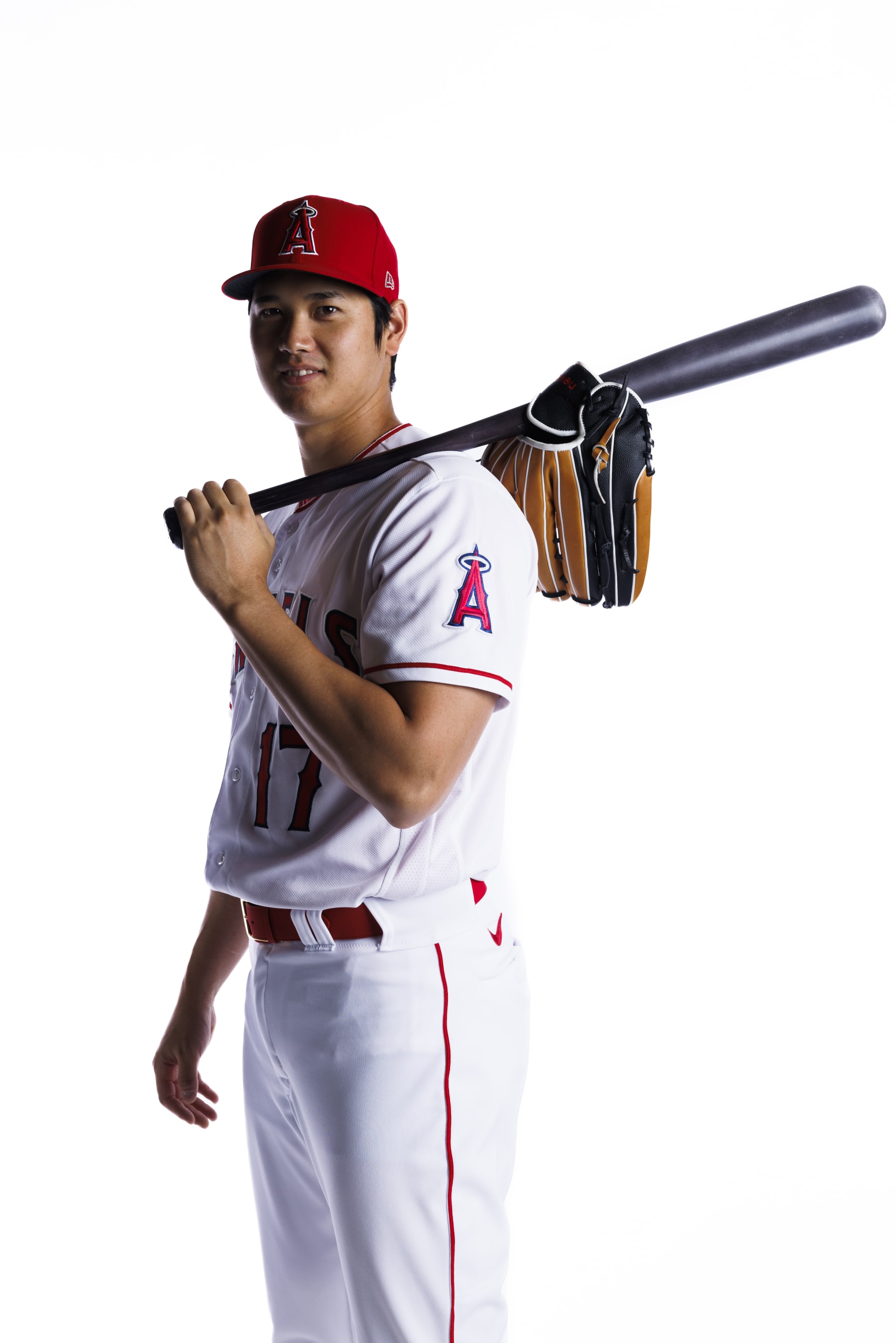 TEMPE, AZ - FEBRUARY 21: Pitcher and designated hitter Shohei Ohtani (17) poses for a portrait during the Los Angeles Angels Photo Day on February 21, 2023 at Los Angeles Angels Training Facility in Tempe, AZ. (Photo by Ric Tapia/Icon Sportswire via Getty Images)