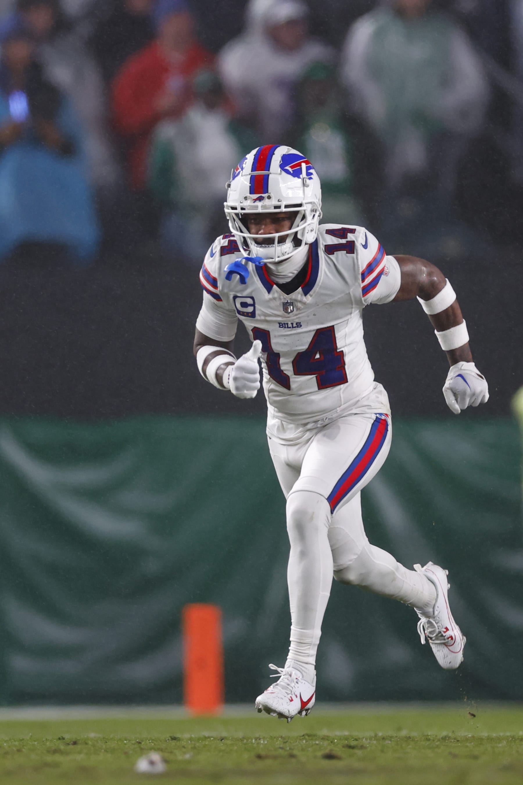 Buffalo Bills wide receiver Stefon Diggs (14) in action against the Philadelphia Eagles during an NFL football game, Sunday, Nov. 26, 2023, in Philadelphia. (AP Photo/Rich Schultz)