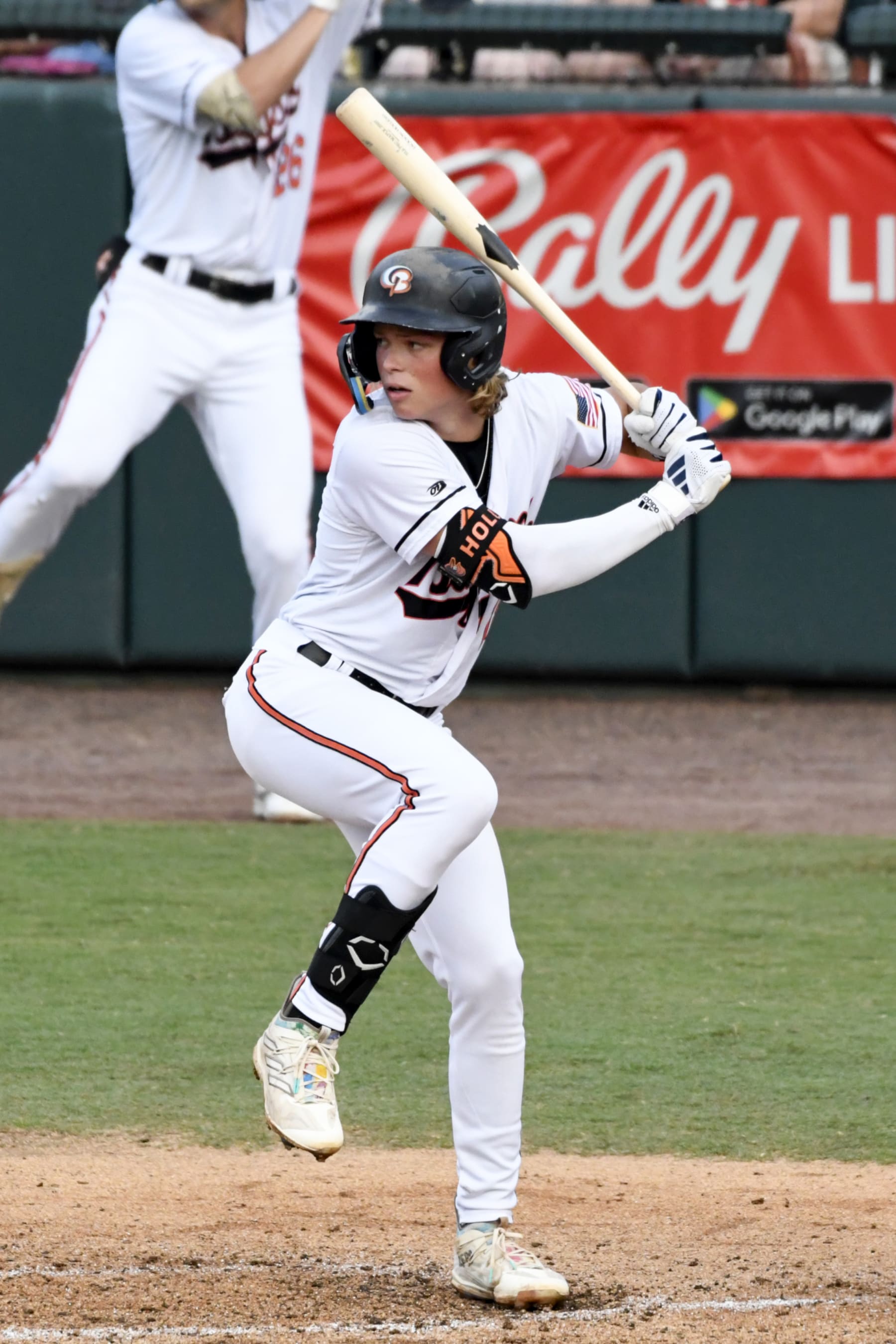 BOWIE, MARYLAND - AUGUST 05, 2023: Jackson Holliday #18 of the Bowie Baysox bats during the third inning against the Portland Sea Dogs at Prince George's Stadium on August 5, 2023 in Bowie, Maryland. (Photo by Diamond Images via Getty Images)