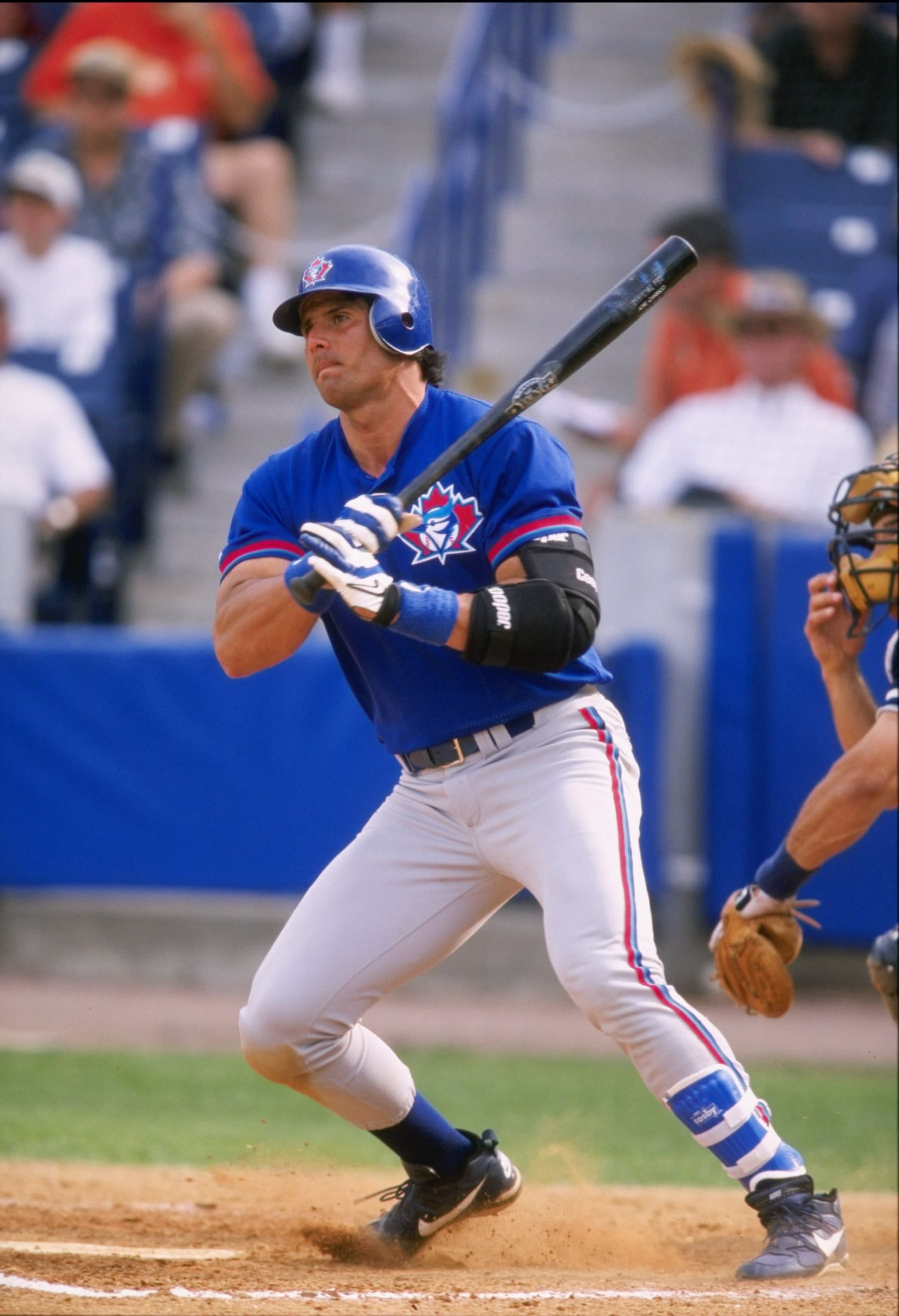 17 Mar 1998:  Outfielder Jose Canseco of the Toronto Blue Jays in action during a spring training game against the New York Yankees at Legends Field in Tampa, Florida. The Yankees defeated the Blue Jays 3-0. Mandatory Credit: David Seelig  /Allsport