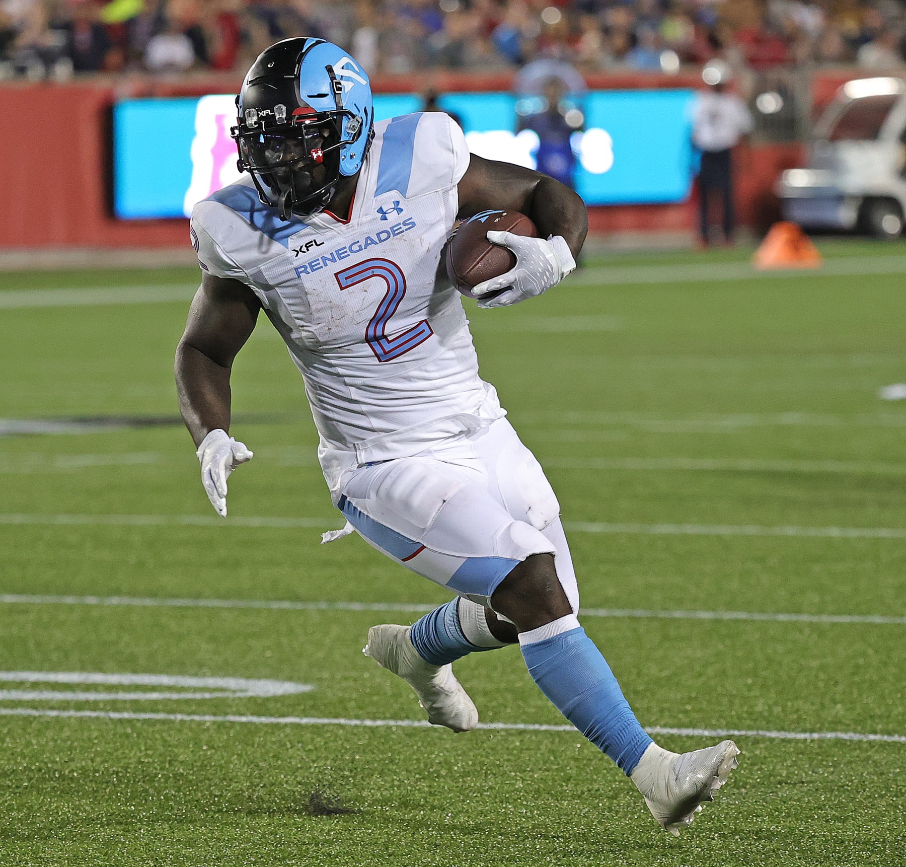 HOUSTON, TEXAS - FEBRUARY 26: De'Veon Smith #2 of Arlington Renegades rushes Houston Roughnecks at TDECU Stadium on February 26, 2023 in Houston, Texas. (Photo by Bob Levey/Getty Images)