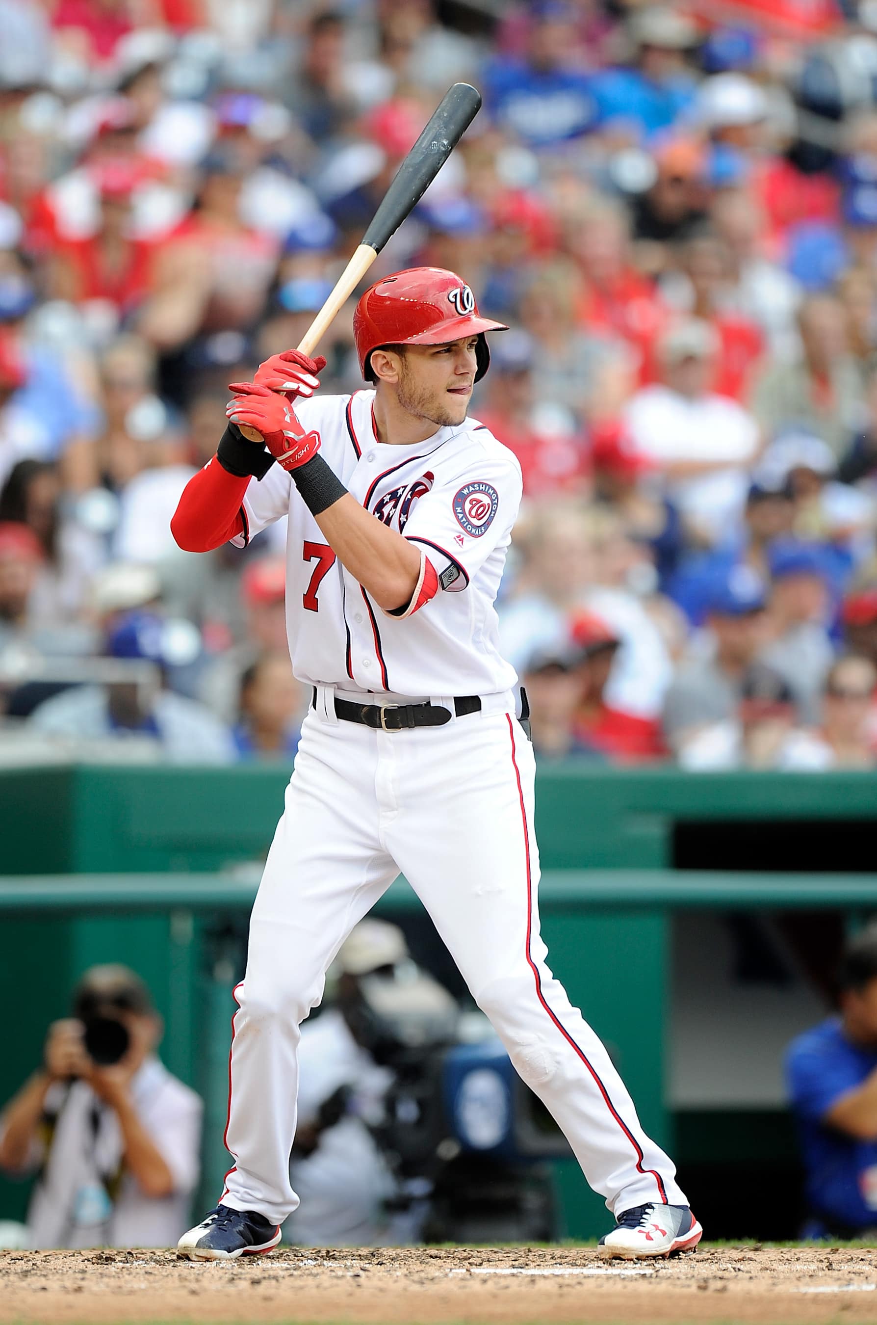 WASHINGTON, DC - SEPTEMBER 16:  Trea Turner #7 of the Washington Nationals bats against the Los Angeles Dodgers at Nationals Park on September 16, 2017 in Washington, DC.  (Photo by G Fiume/Getty Images)