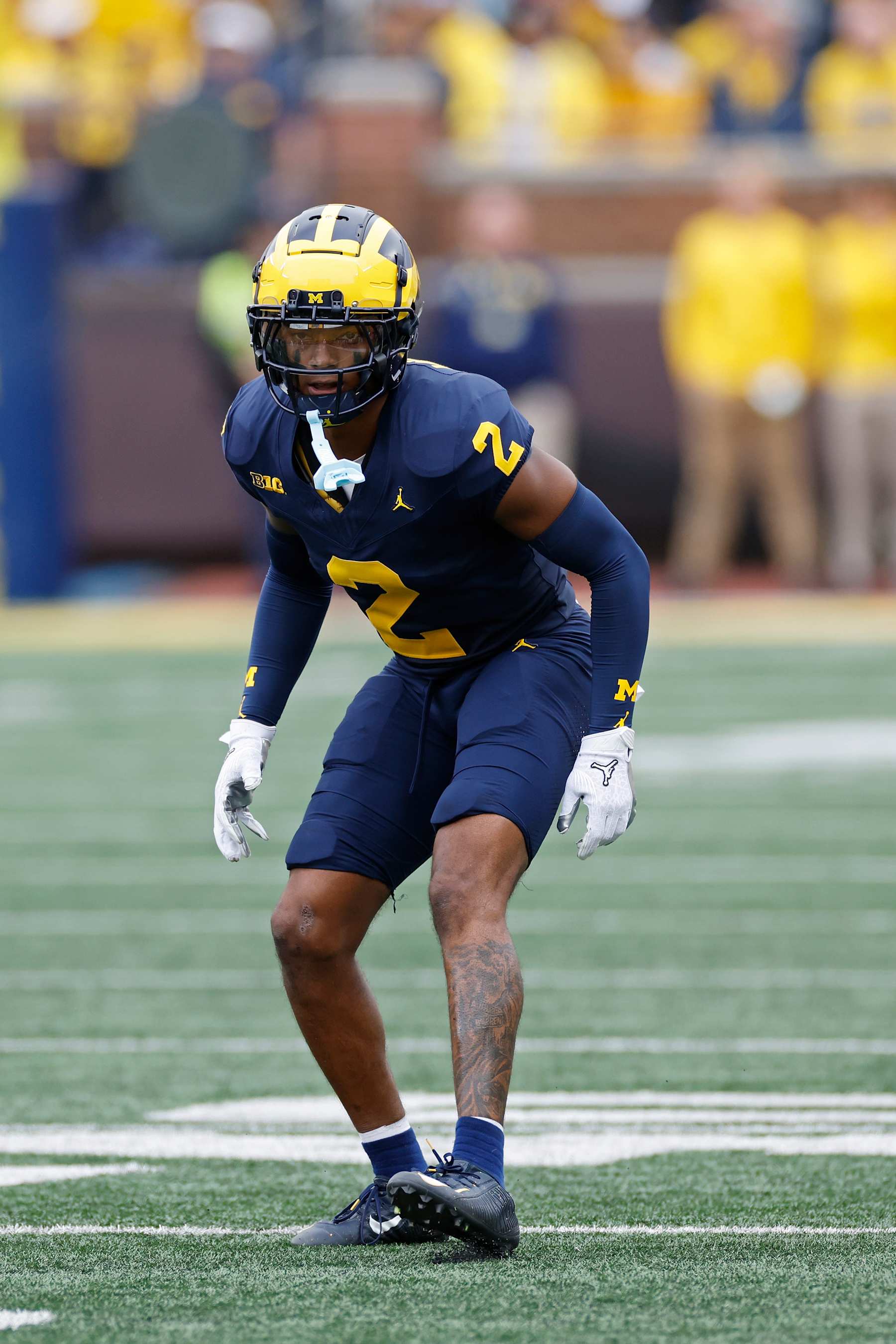 ANN ARBOR, MI - SEPTEMBER 07: Michigan Wolverines defensive back Will Johnson (2) lines up on defense during a college football game against the Texas Longhorns on September 07, 2024 at Michigan Stadium in Ann Arbor, Michigan. (Photo by Joe Robbins/Icon Sportswire via Getty Images)