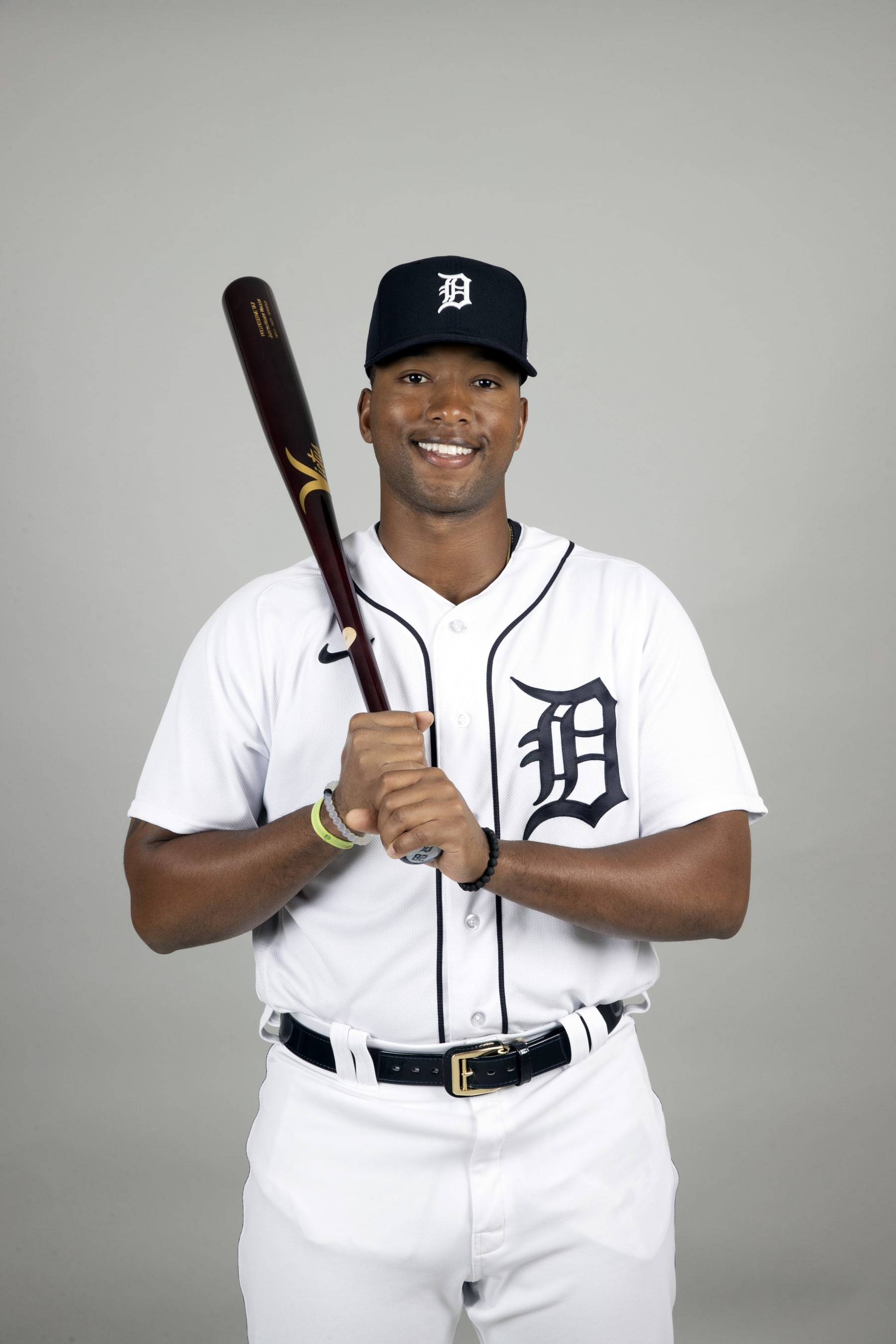 LAKELAND, FL - FEBRUARY 24: Justyn-Henry Malloy #82 of the Detroit Tigers poses for a photo during the Detroit Tigers Photo Day at Publix Field at Joker Marchant Stadium on Friday, February 24, 2023 in Lakeland, Florida. (Photo by Scott Audette/MLB Photos via Getty Images)