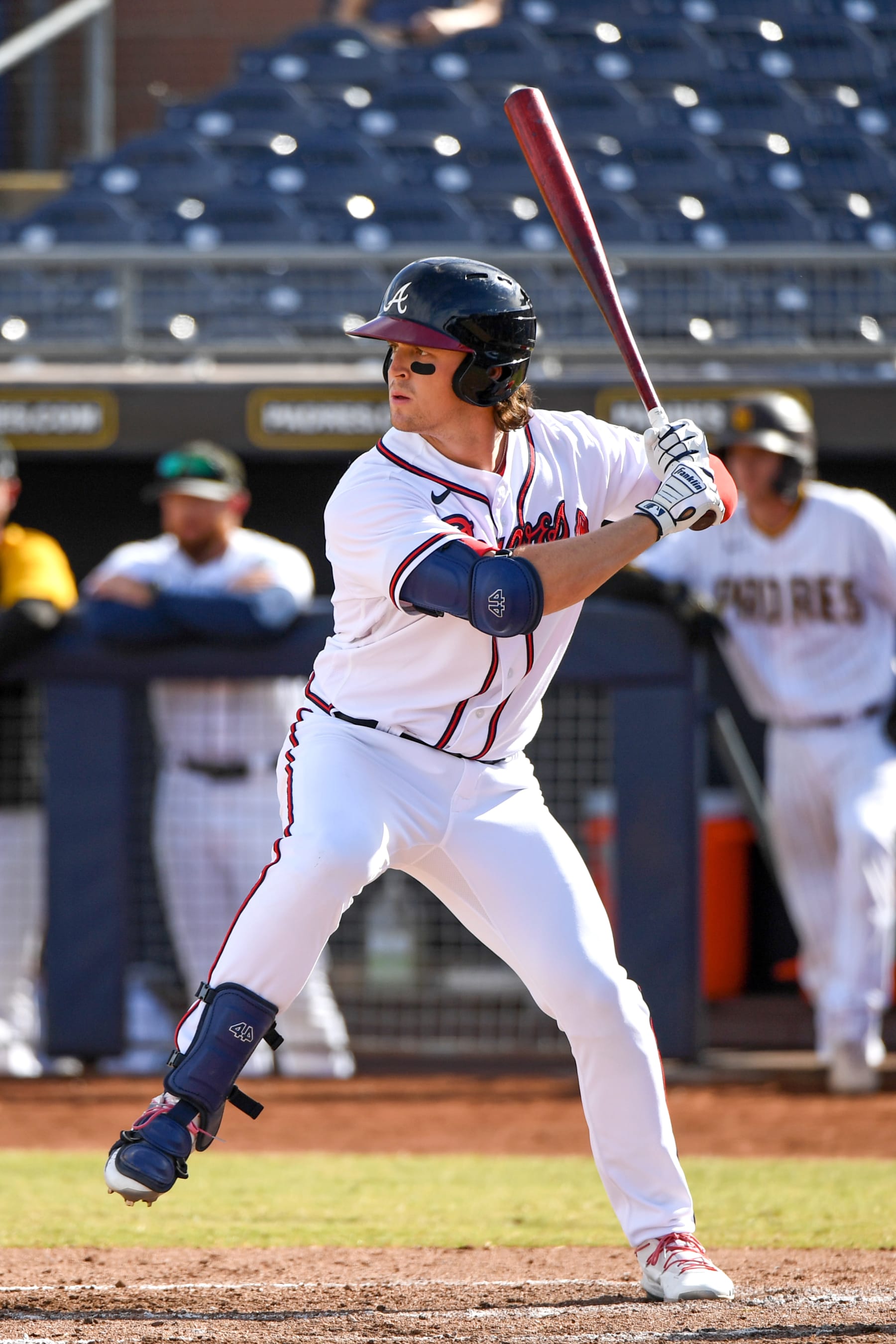 PEORIA, AZ - NOVEMBER 09, 2021: Jesse Franklin #24 of the Peoria Javelinas bats against the Mesa Solar Sox at Peoria Sports Complex on November 9, 2021 in Peoria, Arizona. (Photo by Chris Bernacchi/Diamond Images via Getty Images)