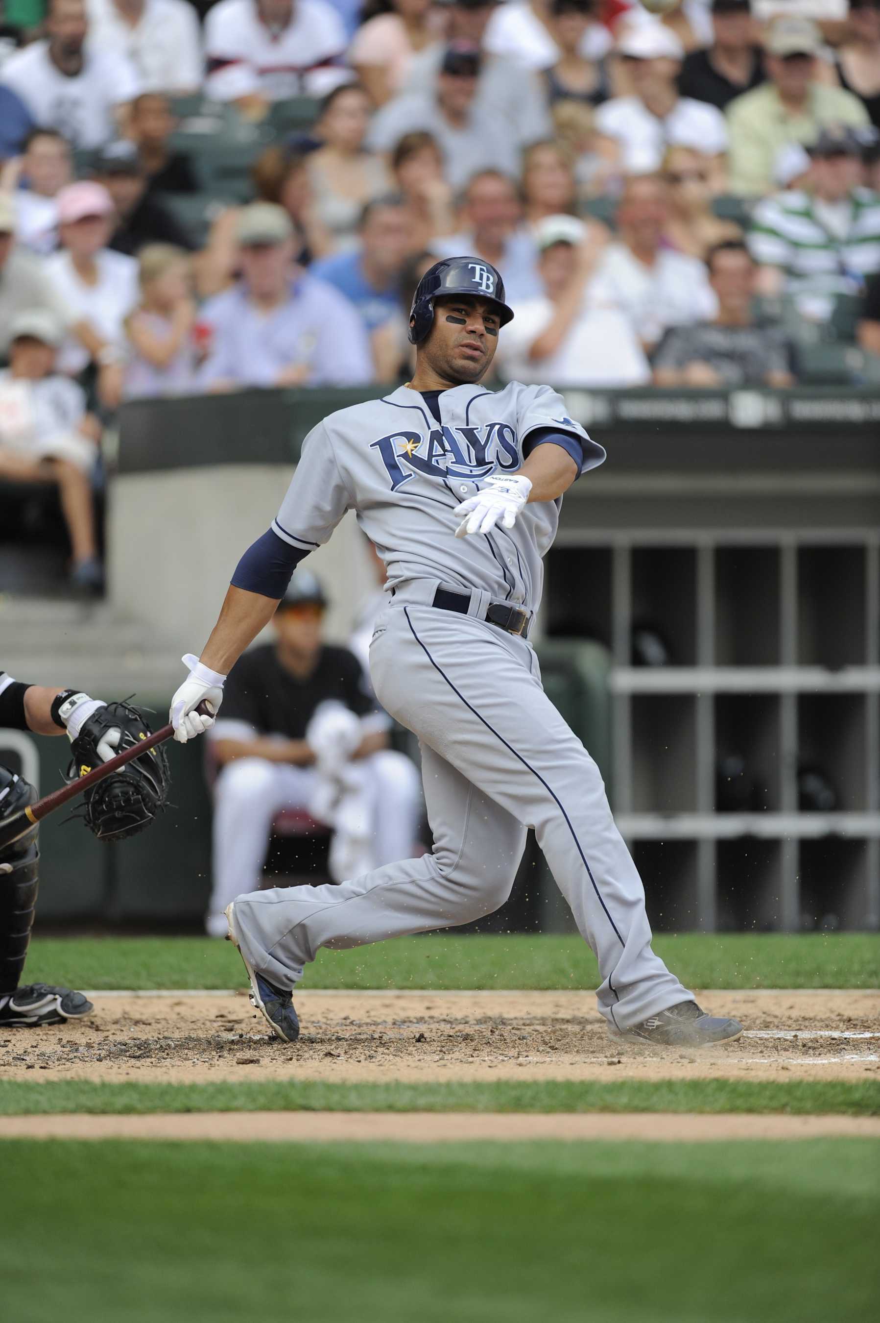 CHICAGO - AUGUST 23:  Carlos Pena #23 of the Tampa Bay Rays bats during the game against the Chicago White Sox at U.S. Cellular Field in Chicago, Illinois on August 23, 2008.  The Rays defeated the White Sox 5-3.  (Photo by Ron Vesely/MLB Photos via Getty Images) 