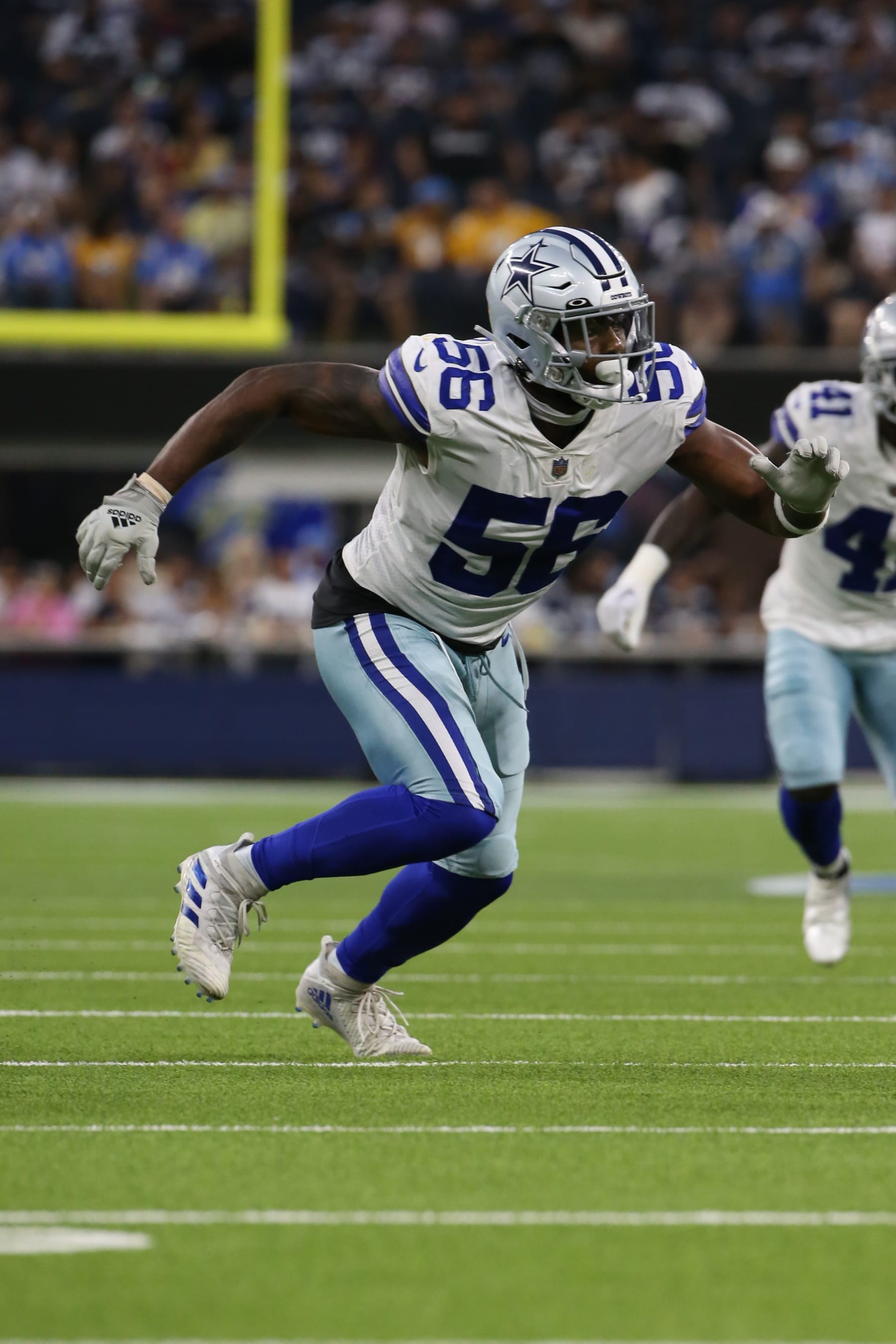 INGLEWOOD, CA - AUGUST 20: Dallas Cowboys defensive end Dante Fowler Jr. (56) gets off the line during the NFL preseason game between the Dallas Cowboys and the Los Angeles Chargers on August 20, 2022, at SoFi Stadium in Inglewood, CA. (Photo by Jevone Moore/Icon Sportswire via Getty Images)