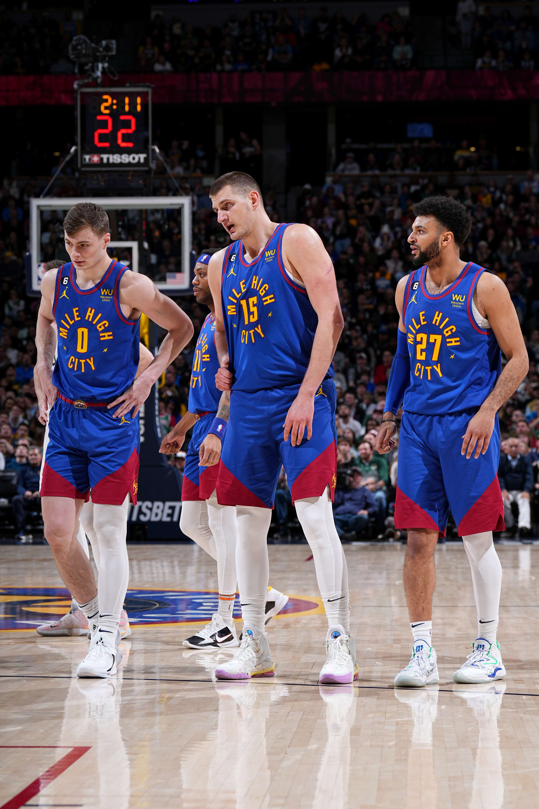 Christian Braun, Nikola JokiÄ and Jamal Murray