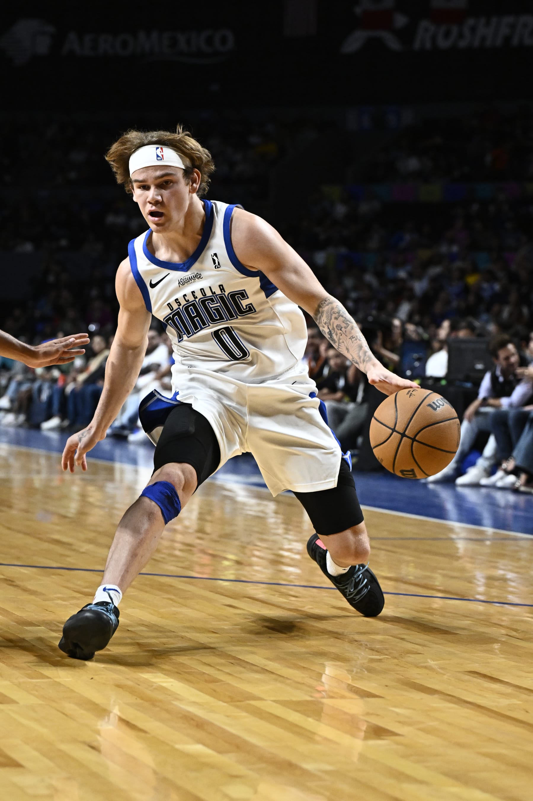 MEXICO CITY, MX - NOVEMBER 10: Mac McClung #0 of the Osceola Magic dribbles the ball during the game against the Mexico City Capitanes on November 10, 2023 at Arena Ciudad de Mexico in Mexico City, Mexico. NOTE TO USER: User expressly acknowledges and agrees that, by downloading and or using this photograph, User is consenting to the terms and conditions of the Getty Images License Agreement. Mandatory Copyright Notice: Copyright 2023 NBAE (Photo by David Dow/NBAE via Getty Images)