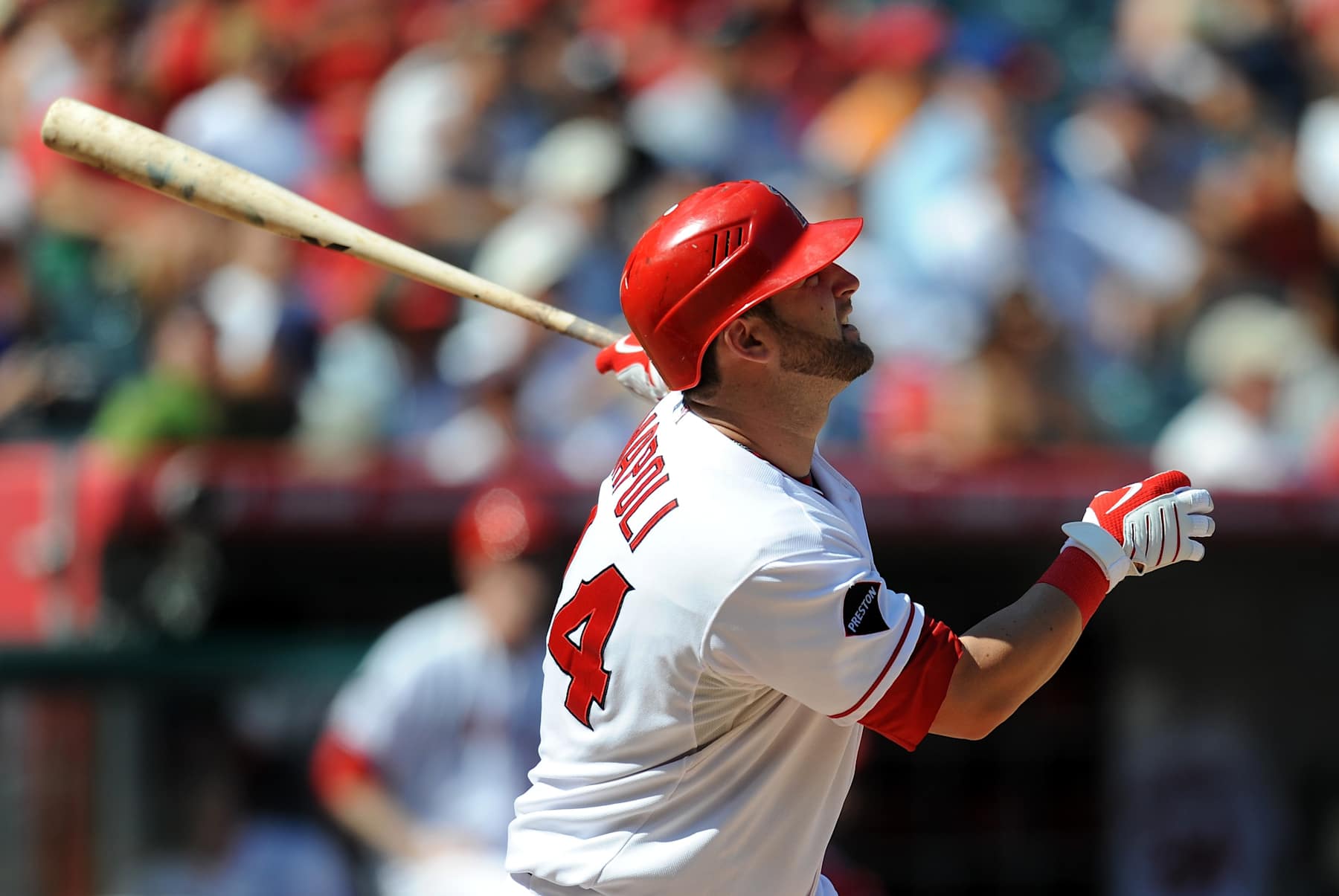 LOS ANGELES, CA - SEPTEMBER 27:   Mike Napoli #44 of the Los Angeles Angels of Anaheim at bat during the game against the Oakland Athletics at Angel Stadium of Anaheim on September 27, 2009 in Anaheim, California.  (Photo by Lisa Blumenfeld/Getty Images)