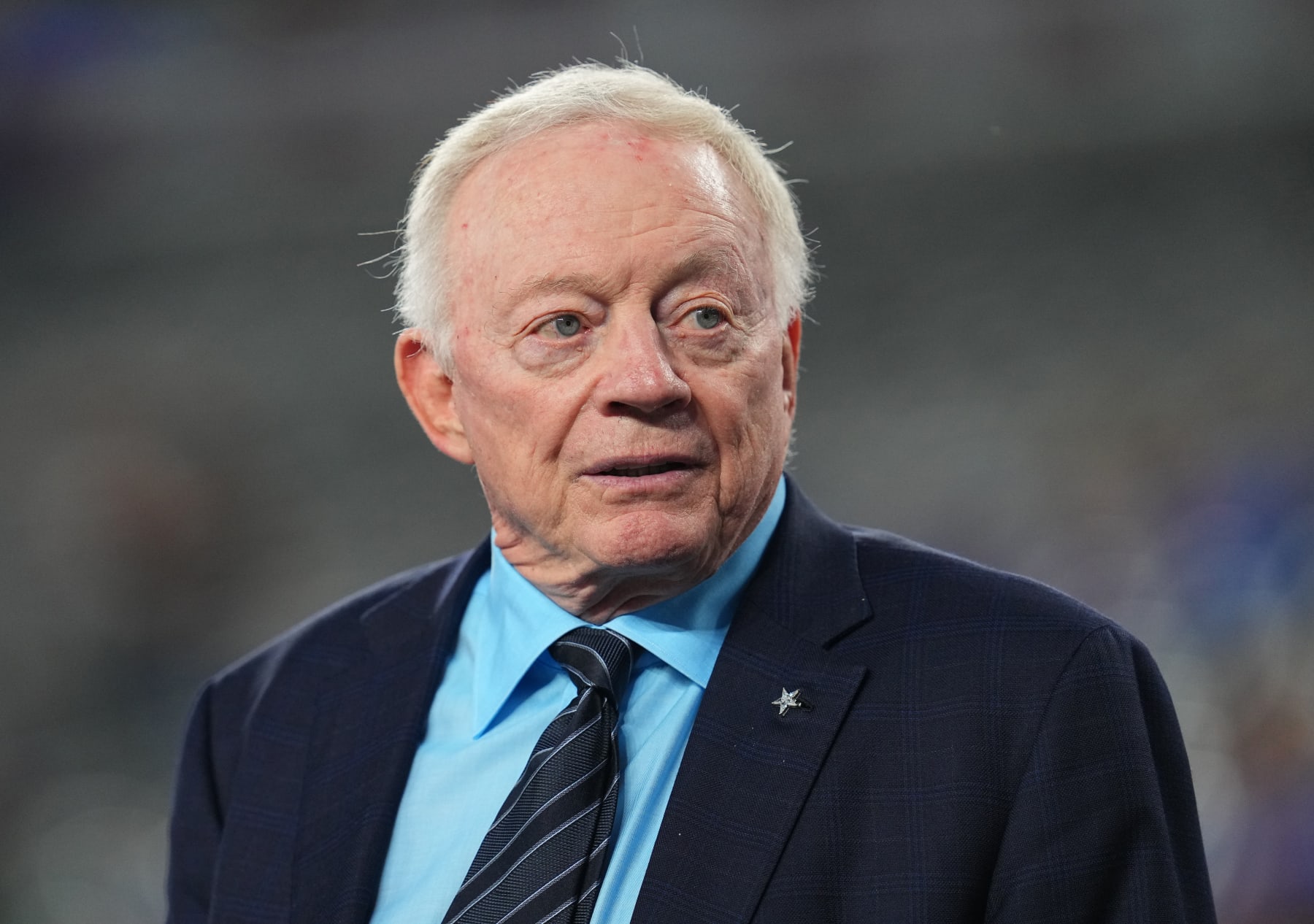 EAST RUTHERFORD, NEW JERSEY - SEPTEMBER 10: Dallas Cowboys owner Jerry Jones is seen prior to a game against the New York Giants at MetLife Stadium on September 10, 2023 in East Rutherford, New Jersey. (Photo by Mitchell Leff/Getty Images)