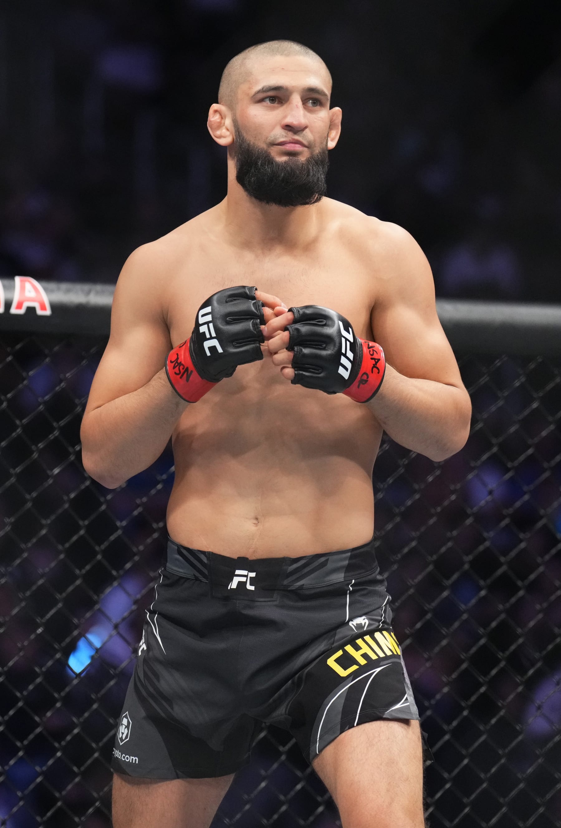 LAS VEGAS, NEVADA - SEPTEMBER 10: Khamzat Chimaev of Russia prepares to fight Kevin Holland in a 180-pound catchweight fight during the UFC 279 event at T-Mobile Arena on September 10, 2022 in Las Vegas, Nevada. (Photo by Chris Unger/Zuffa LLC)