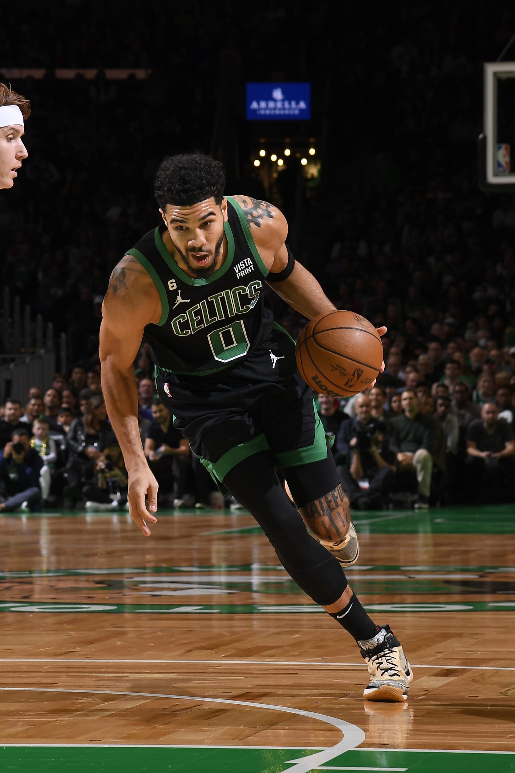 BOSTON, MA - NOVEMBER 25: Jayson Tatum #0 of the Boston Celtics drives to the basket during the game against the Sacramento Kings on November 25, 2022 at the TD Garden in Boston, Massachusetts.  NOTE TO USER: User expressly acknowledges and agrees that, by downloading and or using this photograph, User is consenting to the terms and conditions of the Getty Images License Agreement. Mandatory Copyright Notice: Copyright 2022 NBAE  (Photo by Brian Babineau/NBAE via Getty Images)