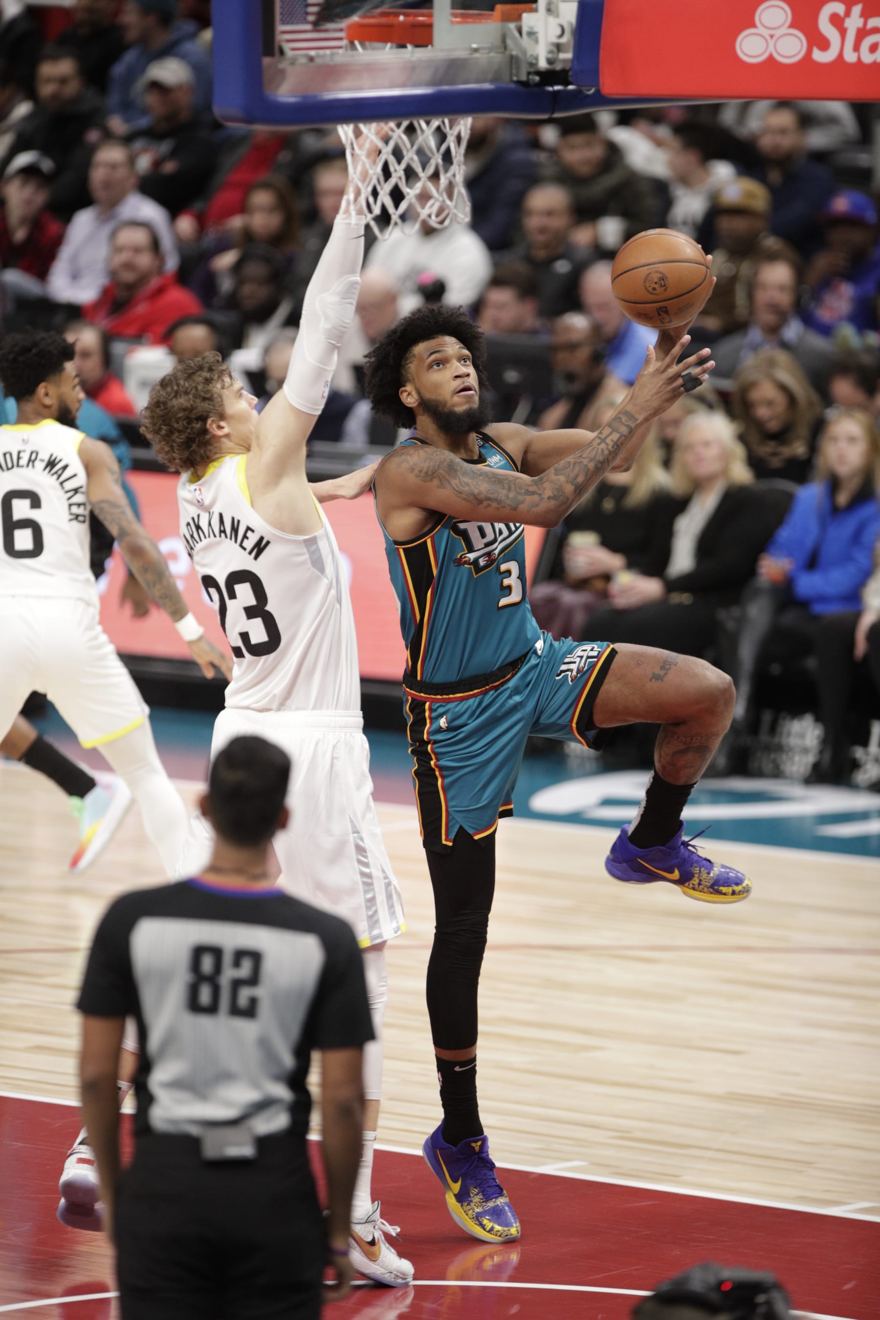 DETROIT, MI - DECEMBER 20: Marvin Bagley III #35 of the Detroit Pistons drives to the basket during the game against the Utah Jazz on December 20, 2022 at Little Caesars Arena in Detroit, Michigan. NOTE TO USER: User expressly acknowledges and agrees that, by downloading and/or using this photograph, User is consenting to the terms and conditions of the Getty Images License Agreement. Mandatory Copyright Notice: Copyright 2022 NBAE (Photo by Brian Sevald/NBAE via Getty Images)