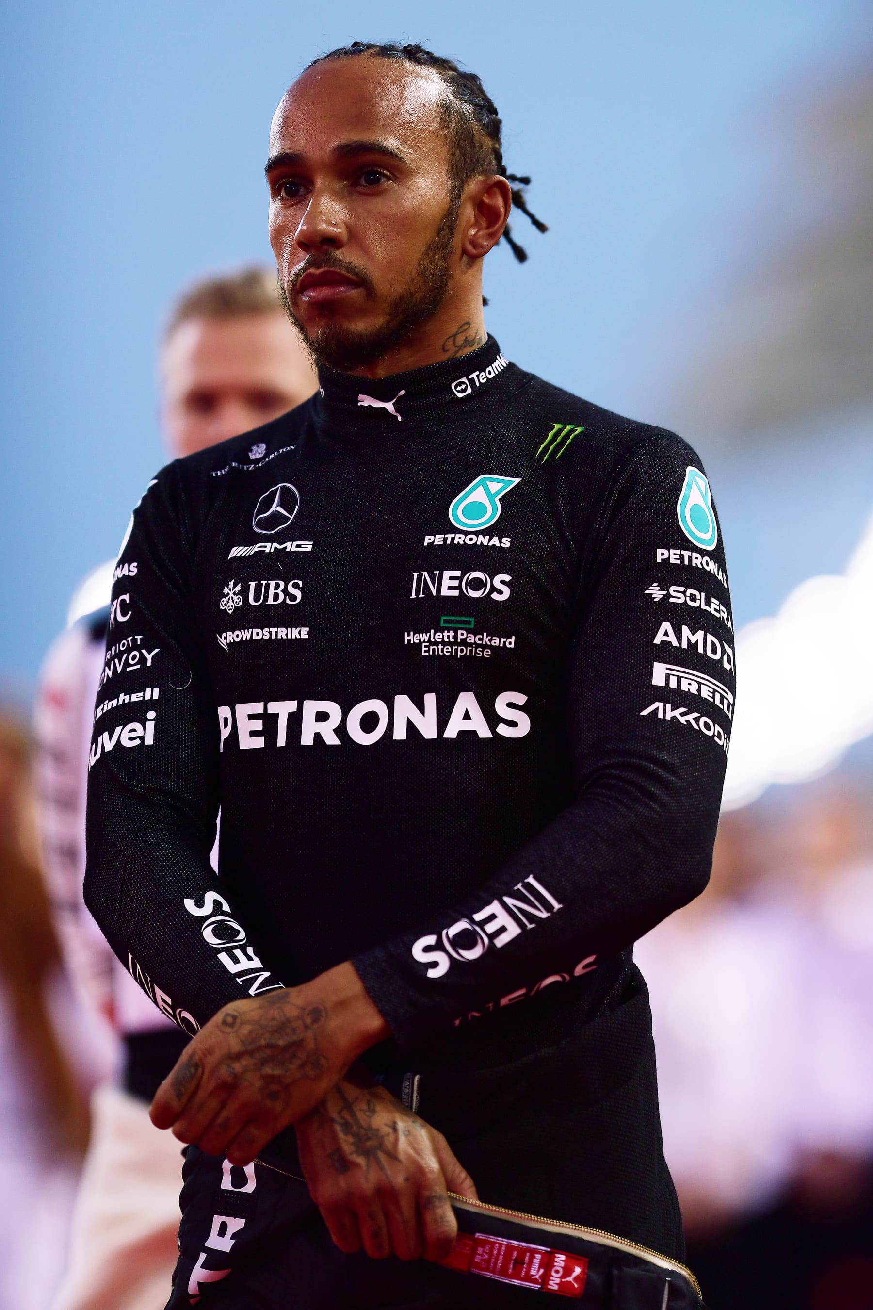 BAHRAIN, BAHRAIN - MARCH 05: Lewis Hamilton of Great Britain and Mercedes prepares to drive on the grid during the F1 Grand Prix of Bahrain at Bahrain International Circuit on March 05, 2023 in Bahrain, Bahrain. (Photo by Mario Renzi - Formula 1/Formula 1 via Getty Images) BAHRAIN, BAHRAIN - MARCH 05: Lewis Hamilton of Great Britain and Mercedes prepares to drive on the grid during the F1 Grand Prix of Bahrain at Bahrain International Circuit on March 05, 2023 in Bahrain, Bahrain. (Photo by Mario Renzi - Formula 1/Formula 1 via Getty Images)