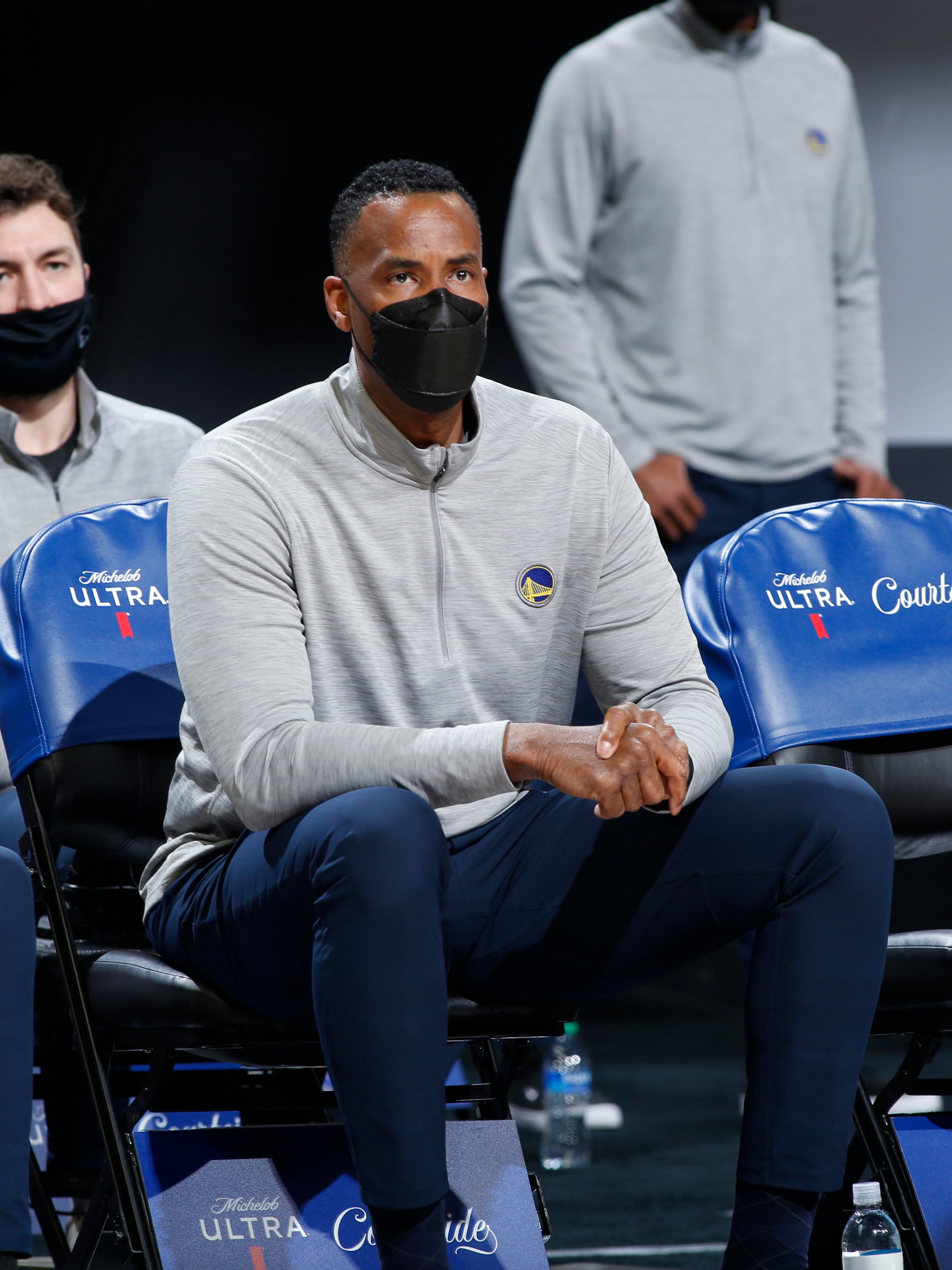 SACRAMENTO, CA - MARCH 25:  Jarron Collins of the Golden State Warriors during the game against the Sacramento Kings on March 25, 2021 at Golden 1 Center in Sacramento, California. NOTE TO USER: User expressly acknowledges and agrees that, by downloading and or using this Photograph, user is consenting to the terms and conditions of the Getty Images License Agreement. Mandatory Copyright Notice: Copyright 2021 NBAE (Photo by Jack Arent/NBAE via Getty Images)
