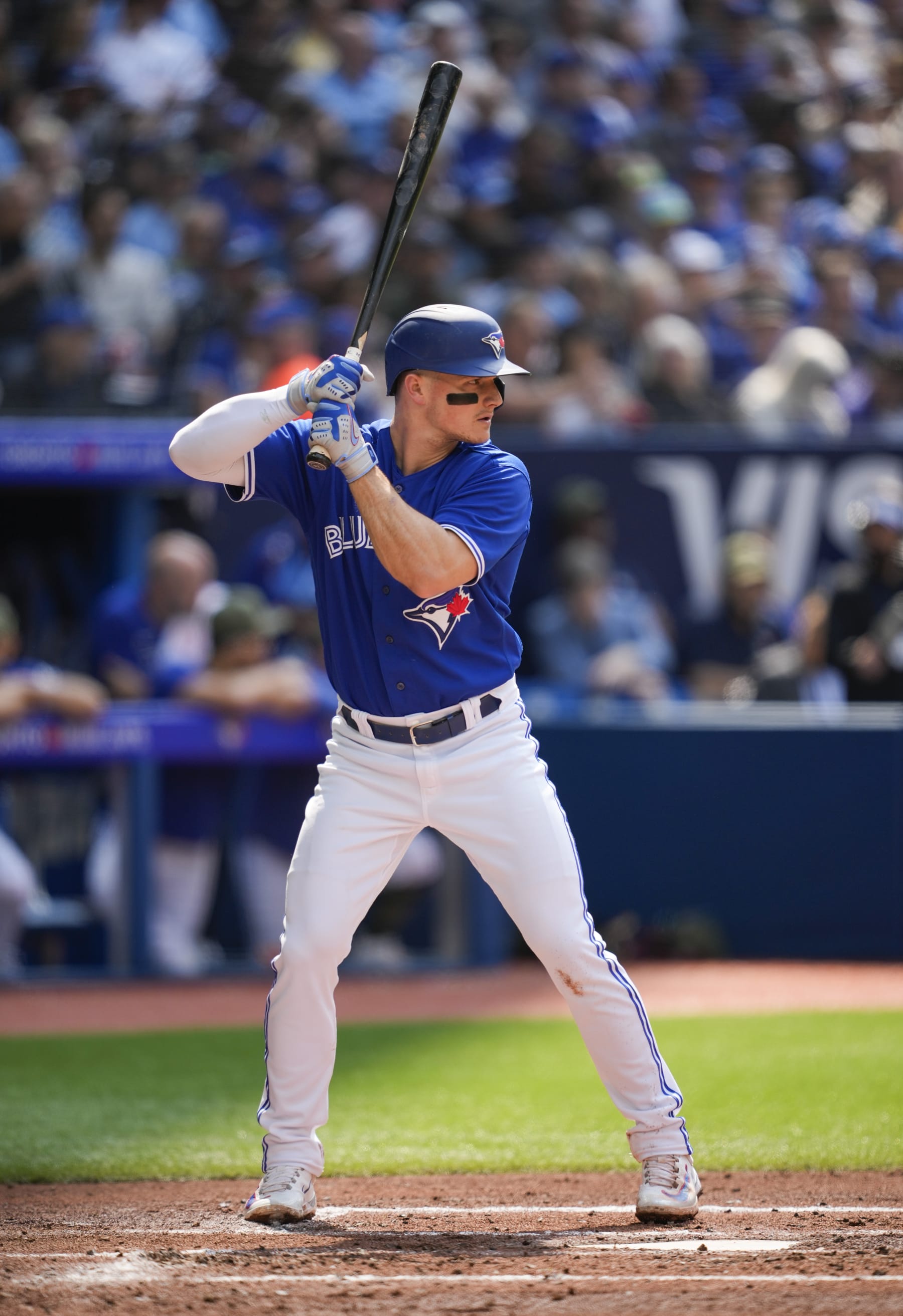 TORONTO, ON - MAY 20: Matt Chapman #26 of the Toronto Blue Jays takes an at bat against the Baltimore Orioles during the second inning in their MLB game at the Rogers Centre on May 20, 2023 in Toronto, Ontario, Canada. (Photo by Mark Blinch/Getty Images)