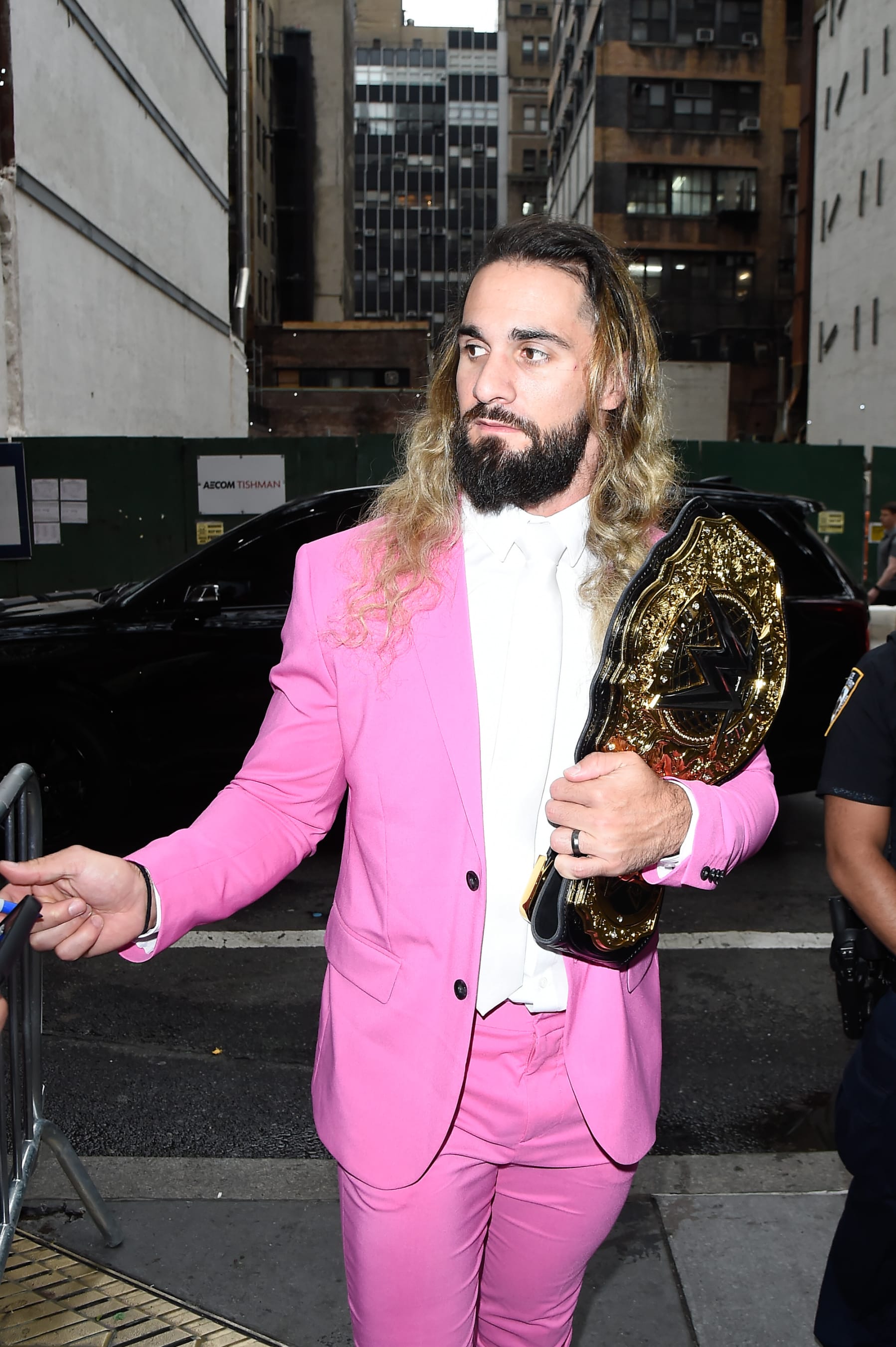 NEW YORK, NEW YORK - JUNE 27: Seth Rollins is seen outside the "Today" show on June 27, 2023 in New York City. (Photo by Raymond Hall/GC Images)