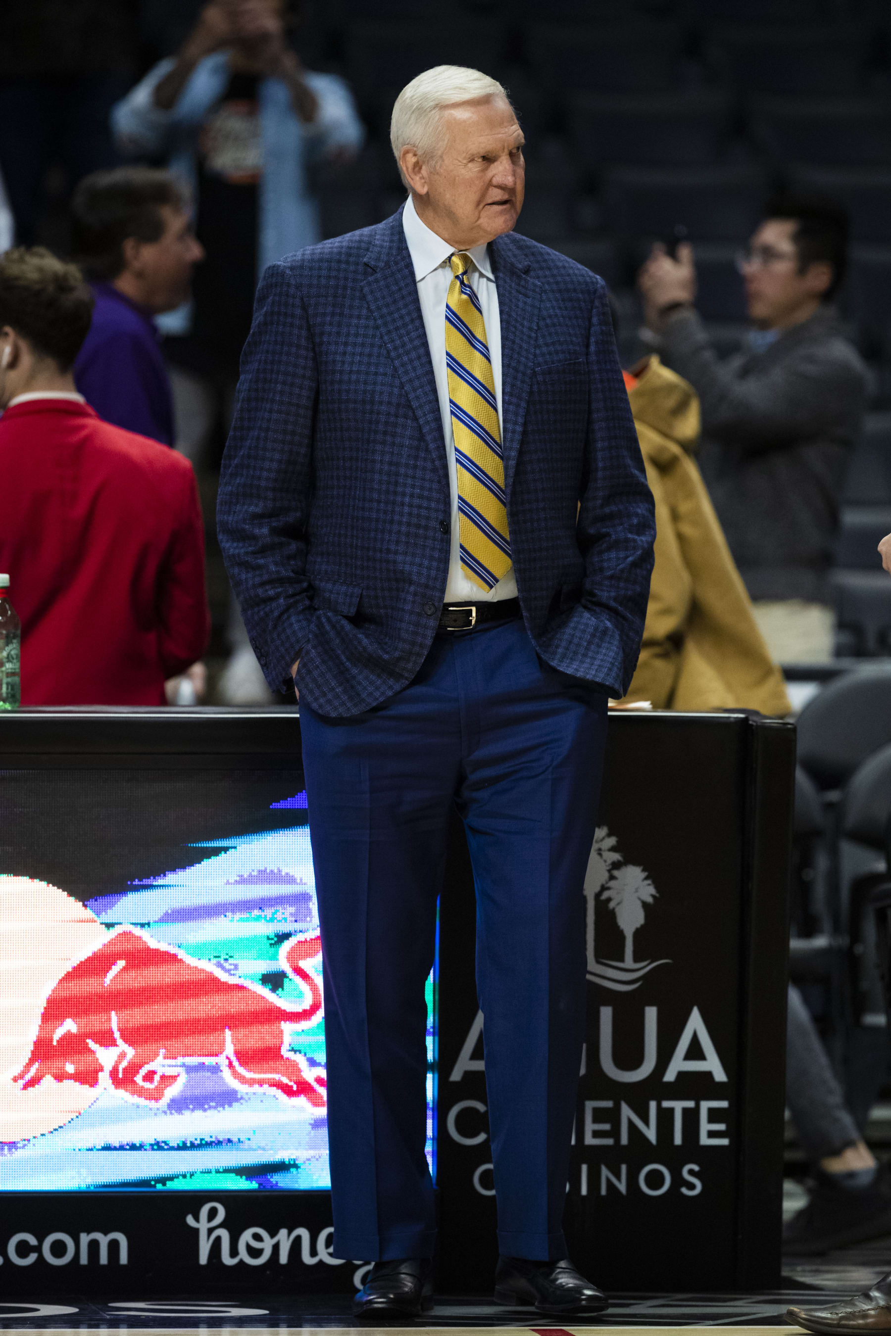LOS ANGELES, CA - FEBRUARY 03: Former  Los Angeles Lakers player and LA Clippers executive board member Jerry West during the NBA regular season basketball game agains the San Antonio Spurs on Monday, Feb. 3, 2020 at the Staples Center in Los Angeles, Calif. (Photo by Ric Tapia/Icon Sportswire via Getty Images)