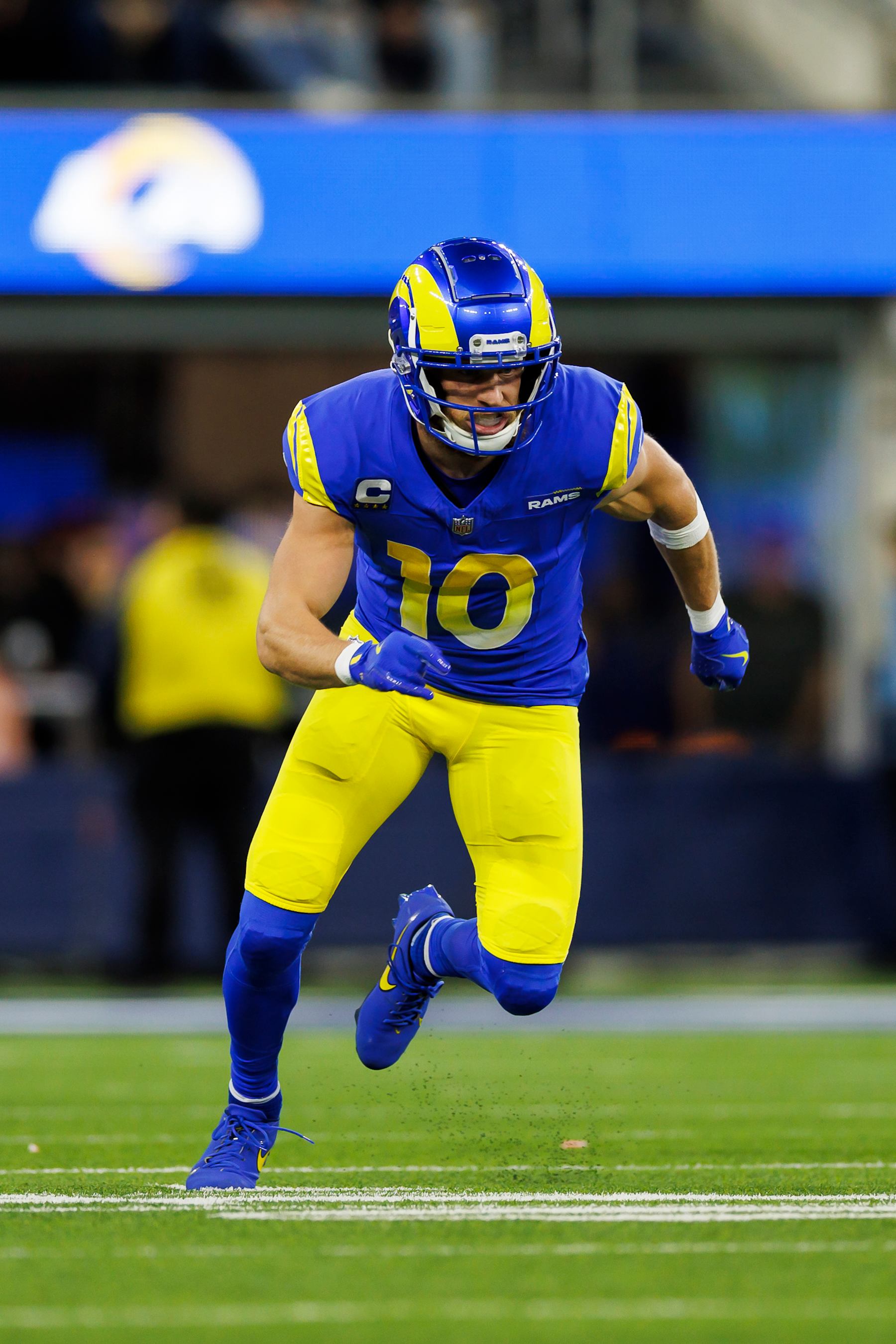 INGLEWOOD, CA - DECEMBER 21: Cooper Kupp #10 of the Los Angeles Rams runs during an NFL game against the New Orleans Saints at SoFi Stadium on December 21, 2023 in Inglewood, California. (Photo by Ryan Kang/Getty Images)