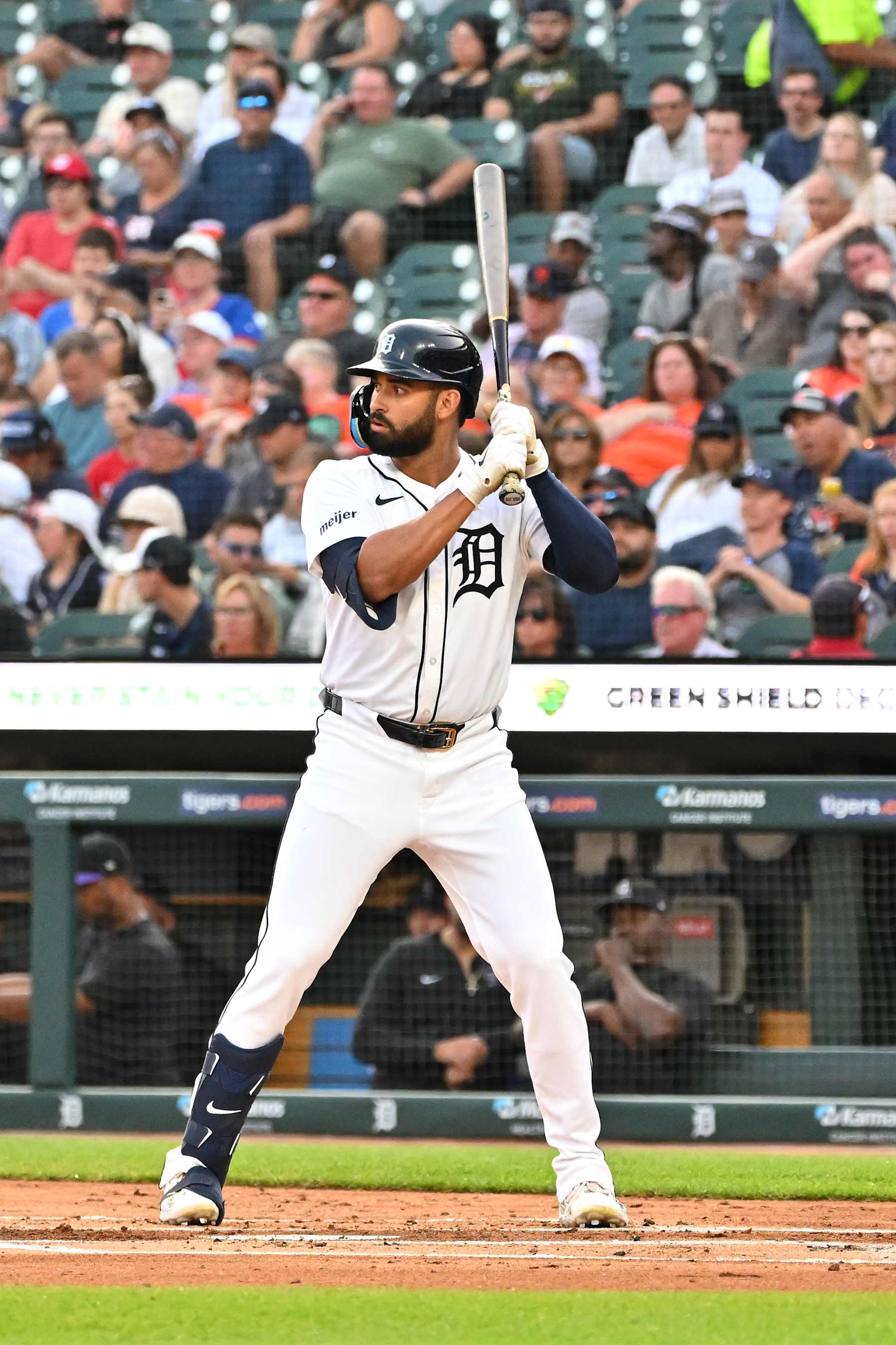 DETROIT, MI - SEPTEMBER 11: Detroit Tigers outfielder Riley Greene (31) bats in the first inning during the Detroit Tigers versus the Colorado Rockies game on Wednesday September 11, 2024 at Comerica Park in Detroit, MI. (Photo by Steven King/Icon Sportswire via Getty Images)