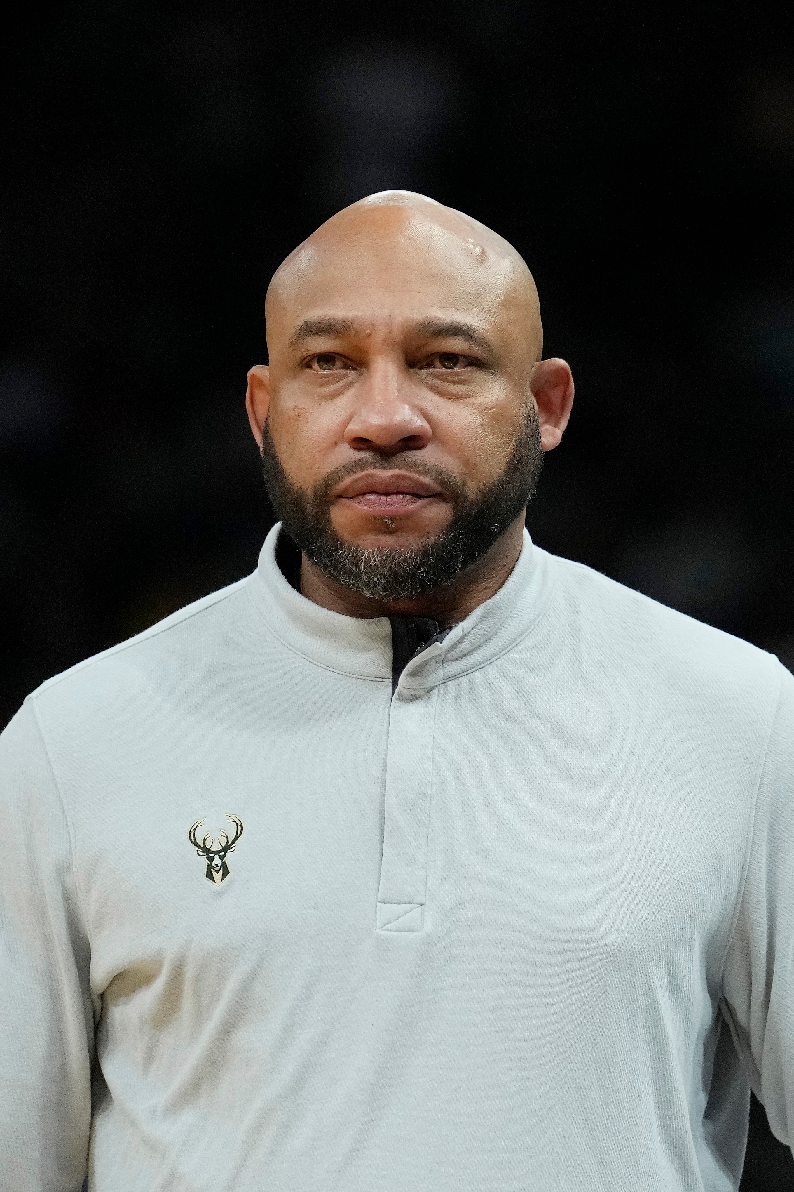 MILWAUKEE, WISCONSIN - APRIL 01: Assistant Coach Darvin Ham of the Milwaukee Bucks looks on against the LA Clippers during the second half at Fiserv Forum on April 01, 2022 in Milwaukee, Wisconsin. NOTE TO USER: User expressly acknowledges and agrees that, by downloading and or using this photograph, User is consenting to the terms and conditions of the Getty Images License Agreement. (Photo by Patrick McDermott/Getty Images)