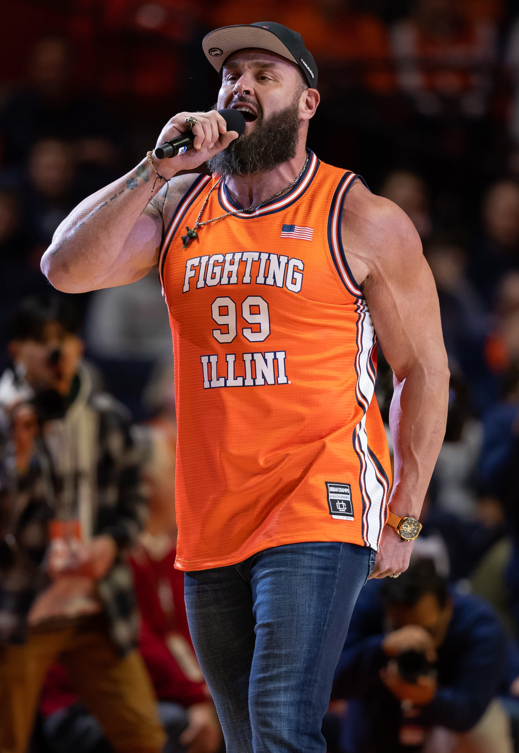 CHAMPAIGN, IL - JANUARY 19: WWE personality Braun Strowman is seen before the Illinois Fighting Illini and Indiana Hoosiers game at State Farm Center on January 19, 2023 in Champaign, Illinois. (Photo by Michael Hickey/Getty Images)