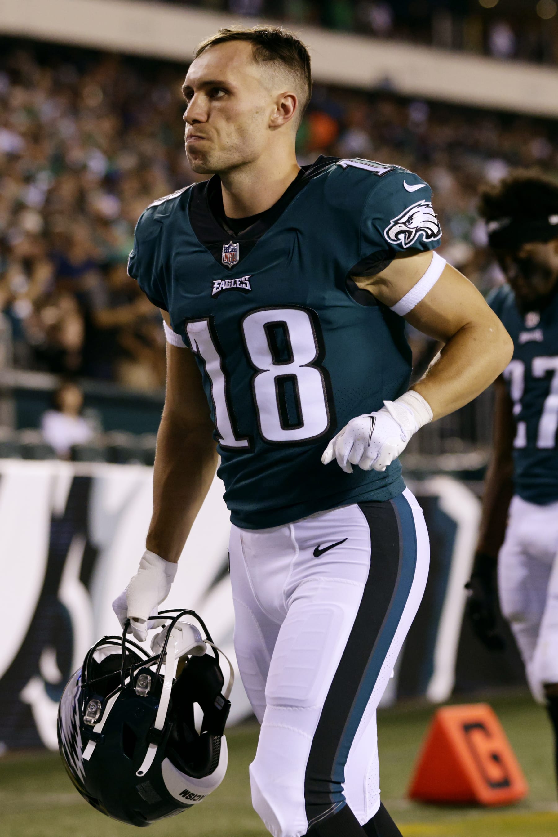 Philadelphia Eagles wide receiver Britain Covey #18 in action against the Minnesota Vikings in an NFL football game, Monday, Sep. 19, 2022, in Philadelphia. The Eagles defeated the Vikings 24-7. (AP Photo/Rich Schultz)