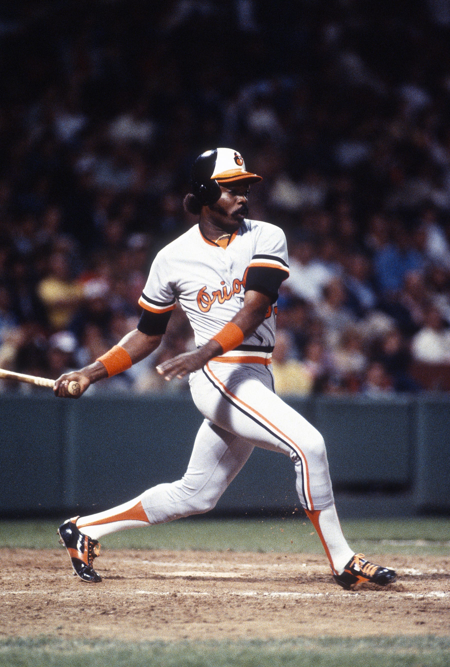 UNSPECIFIED - CIRCA 1981: First baseman Eddie Murray #33 of the Baltimore Orioles bats during an Major League Baseball game circa 1981. Murray played for the Orioles from 1977-88 and 1996. (Photo by Focus on Sport/Getty Images) 