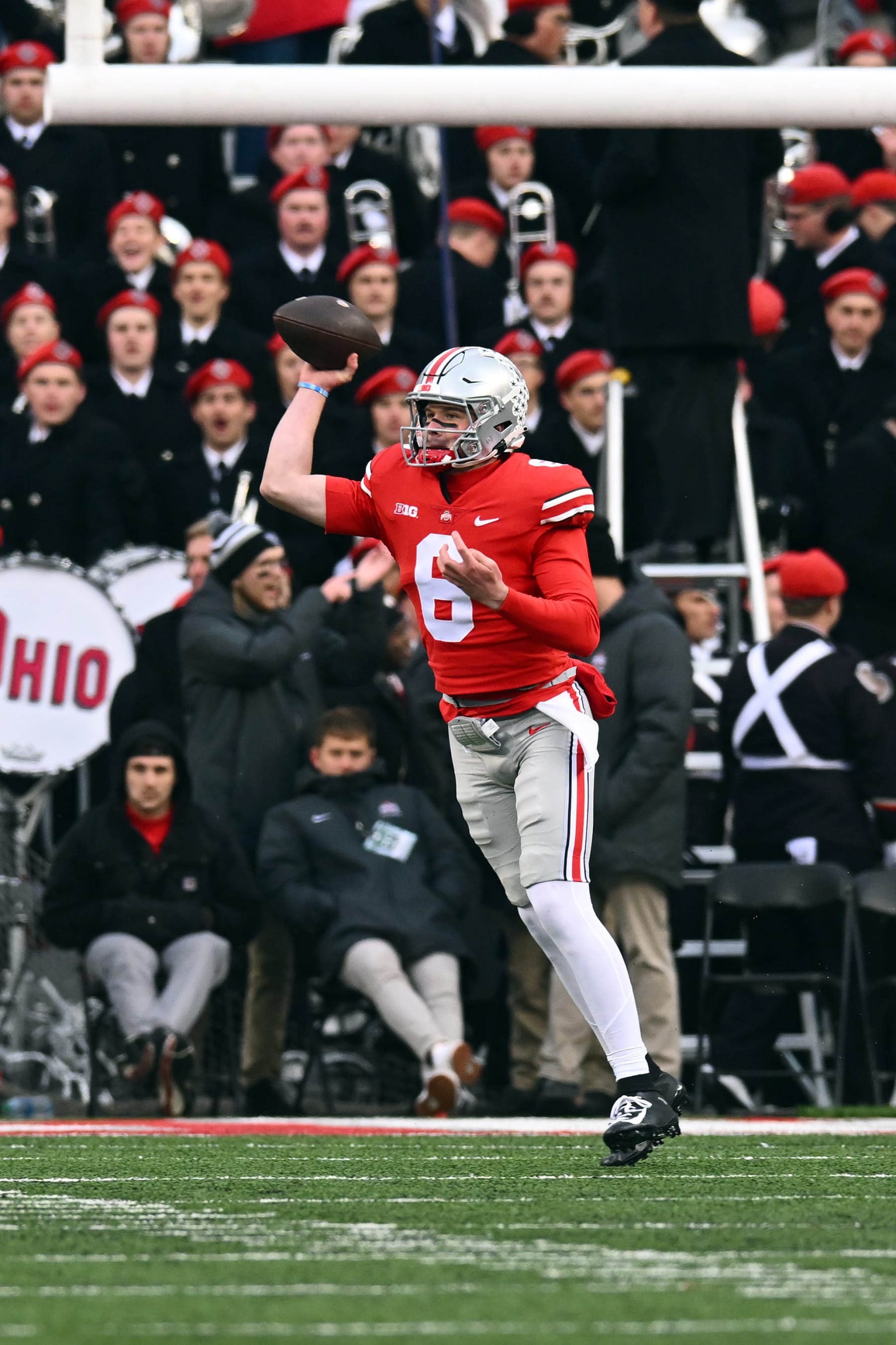 COLUMBUS, OHIO - NOVEMBER 12: Kyle McCord #6 of the Ohio State Buckeyes throws the ball during the fourth quarter of a game against the Indiana Hoosiers at Ohio Stadium on November 12, 2022 in Columbus, Ohio. (Photo by Ben Jackson/Getty Images)