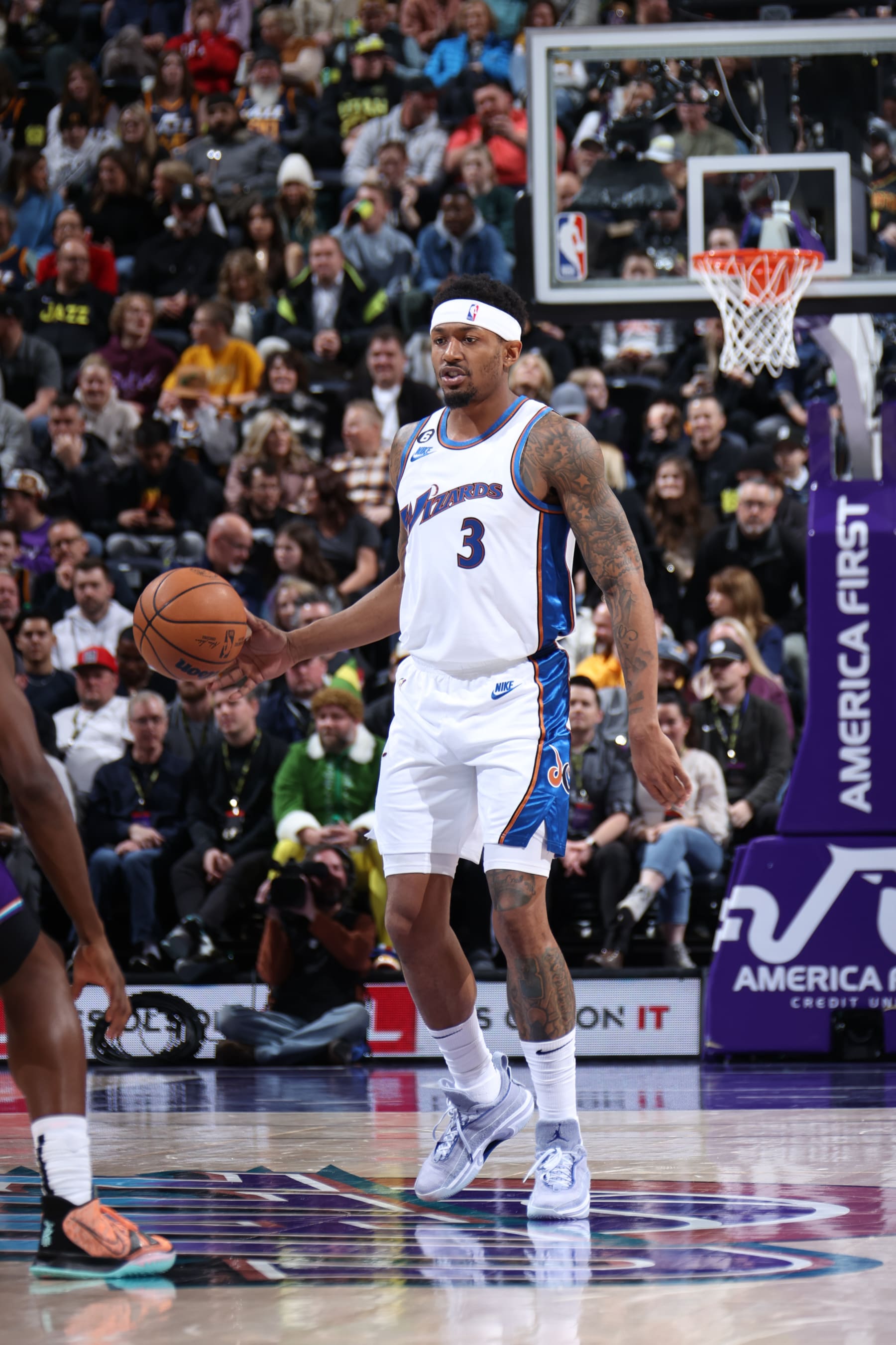 SALT LAKE CITY, UT - DECEMBER 22: Bradley Beal #3 of the Washington Wizards dribbles the ball during the game against the Utah Jazz on December 22, 2022 at vivint.SmartHome Arena in Salt Lake City, Utah. NOTE TO USER: User expressly acknowledges and agrees that, by downloading and or using this Photograph, User is consenting to the terms and conditions of the Getty Images License Agreement. Mandatory Copyright Notice: Copyright 2022 NBAE (Photo by Melissa Majchrzak/NBAE via Getty Images)