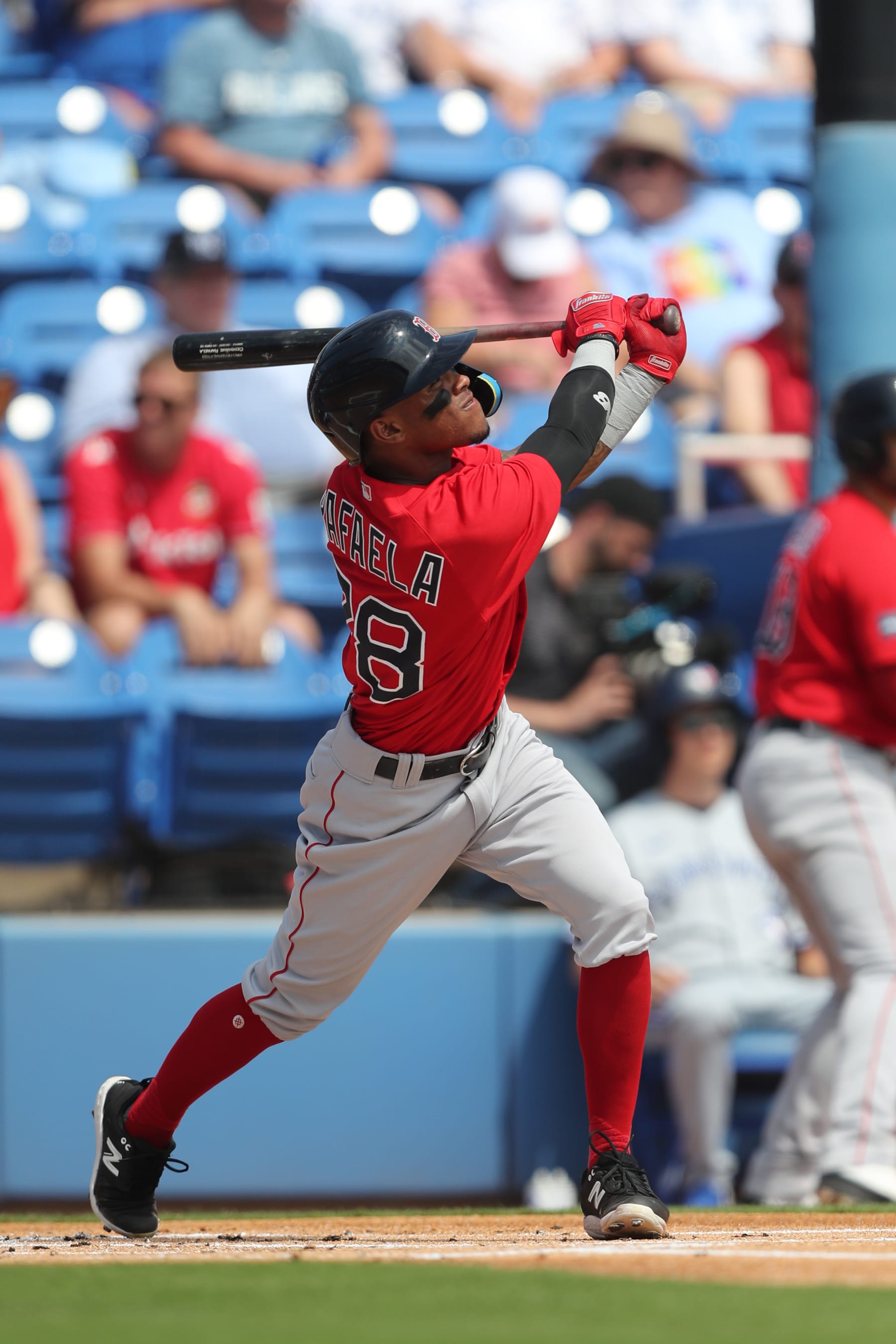DUNEDIN, FL - MARCH 13: Boston Red Sox outfielder Ceddanne Rafaela (78) at bat during the spring training game between the Boston Red Sox and the Toronto Blue Jays on March 13, 2023, at the TD Ballpark in Dunedin, FL. (Photo by Cliff Welch/Icon Sportswire via Getty Images)
