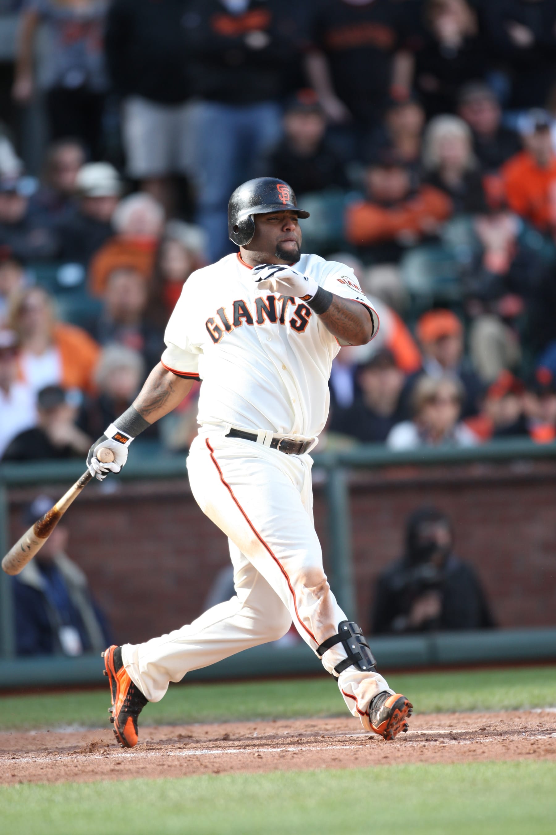 SAN FRANCISCO, CA - APRIL 08: Pablo Sandavol #48 of the San Francisco Giants hitting during the game against the St. Louis Cardinals at AT&T Park on April 8, 2010 in San Francisco, California. The Giants defeated the Cardinals 5-4. (Photo by Michael Zagaris/Oakland Athletics/Getty Images)