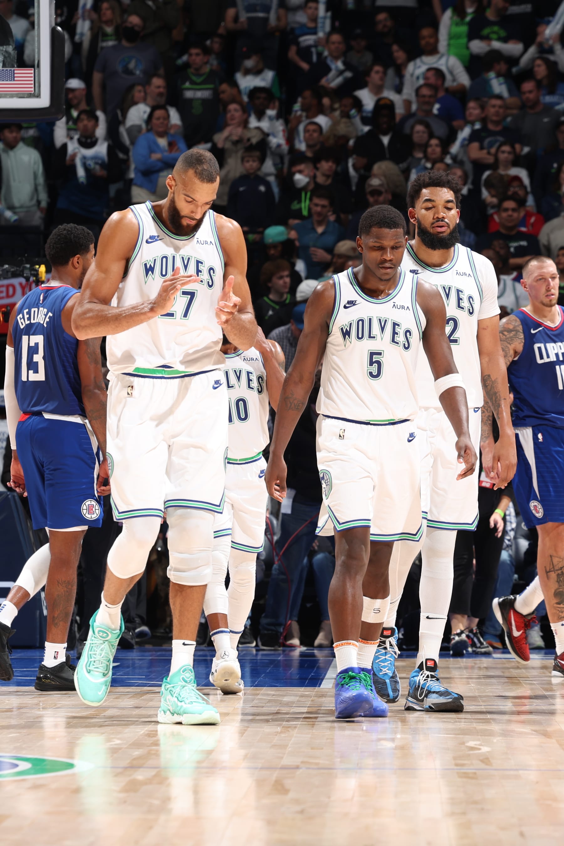 Rudy Gobert, Anthony Edwards and Karl-Anthony Towns