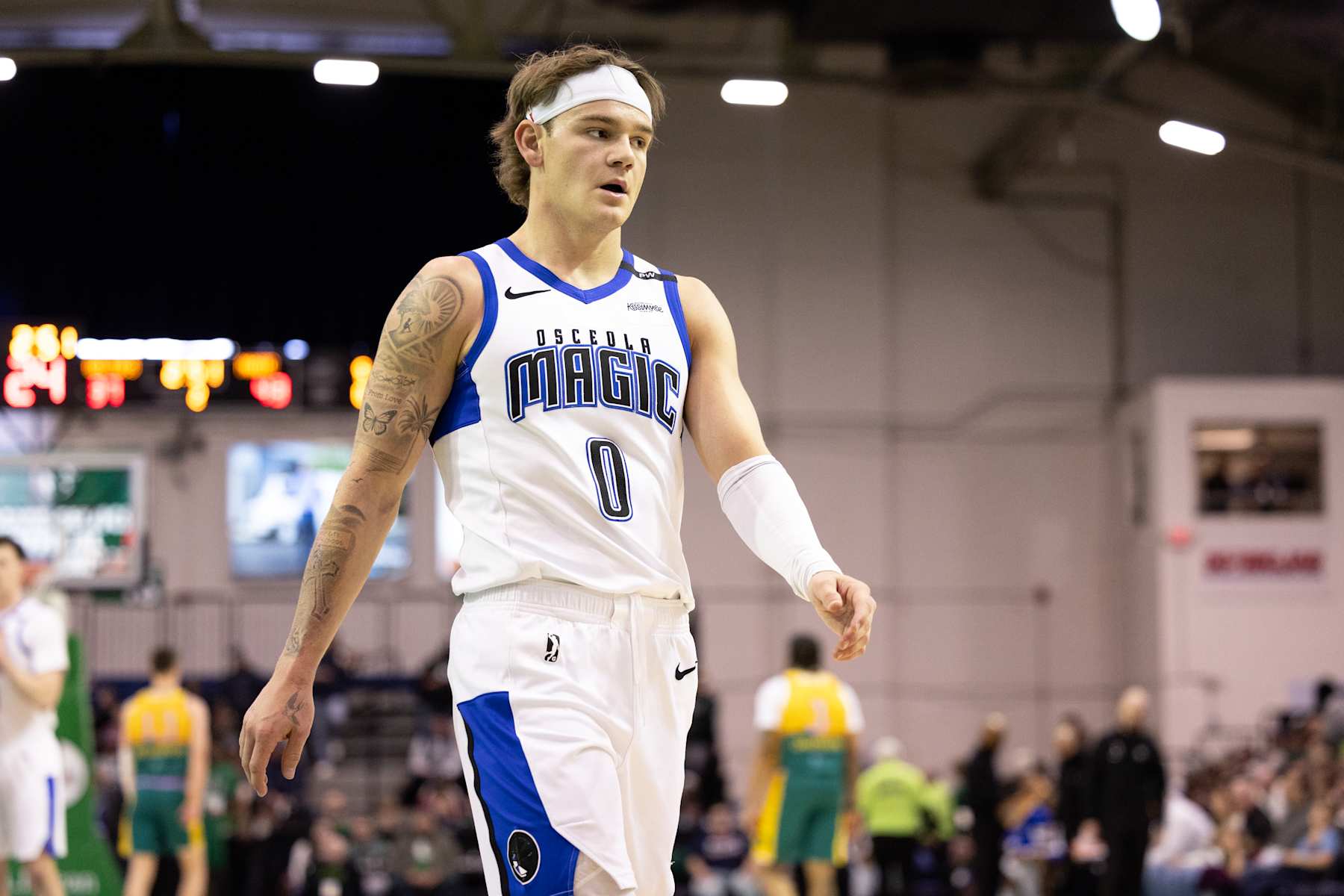 PORTLAND, ME - JANUARY 26: Mac McClung #3 of the Osceola Magic looks on during the game against the Maine Celtics on January 26, 2025 at Portland Expo Center in Portland, Maine. NOTE TO USER: User expressly acknowledges and agrees that, by downloading and or using this Photograph, User is consenting to the terms and conditions of the Getty Images License Agreement. Mandatory Copyright Notice: Copyright 2025 NBAE (Photo by Dylan Goodman/NBAE via Getty Images)