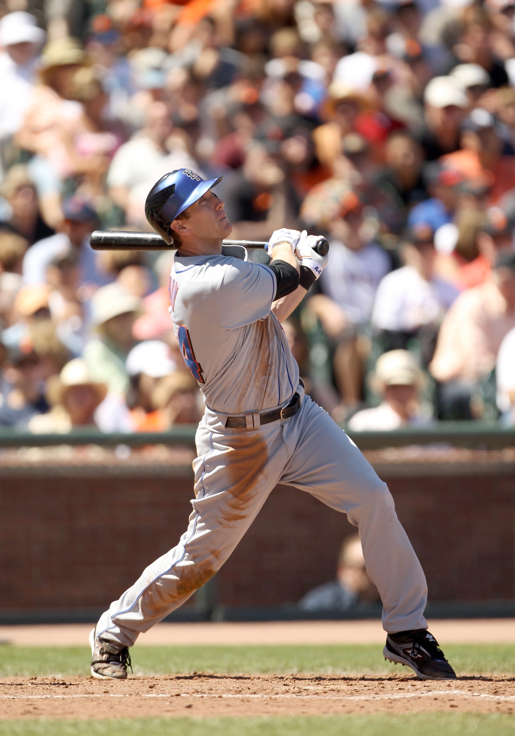 SAN FRANCISCO - JULY 18:  Jason Bay #44 of the New York Mets bats against the San Francisco Giants at AT&T Park on July 18, 2010 in San Francisco, California.  (Photo by Ezra Shaw/Getty Images)