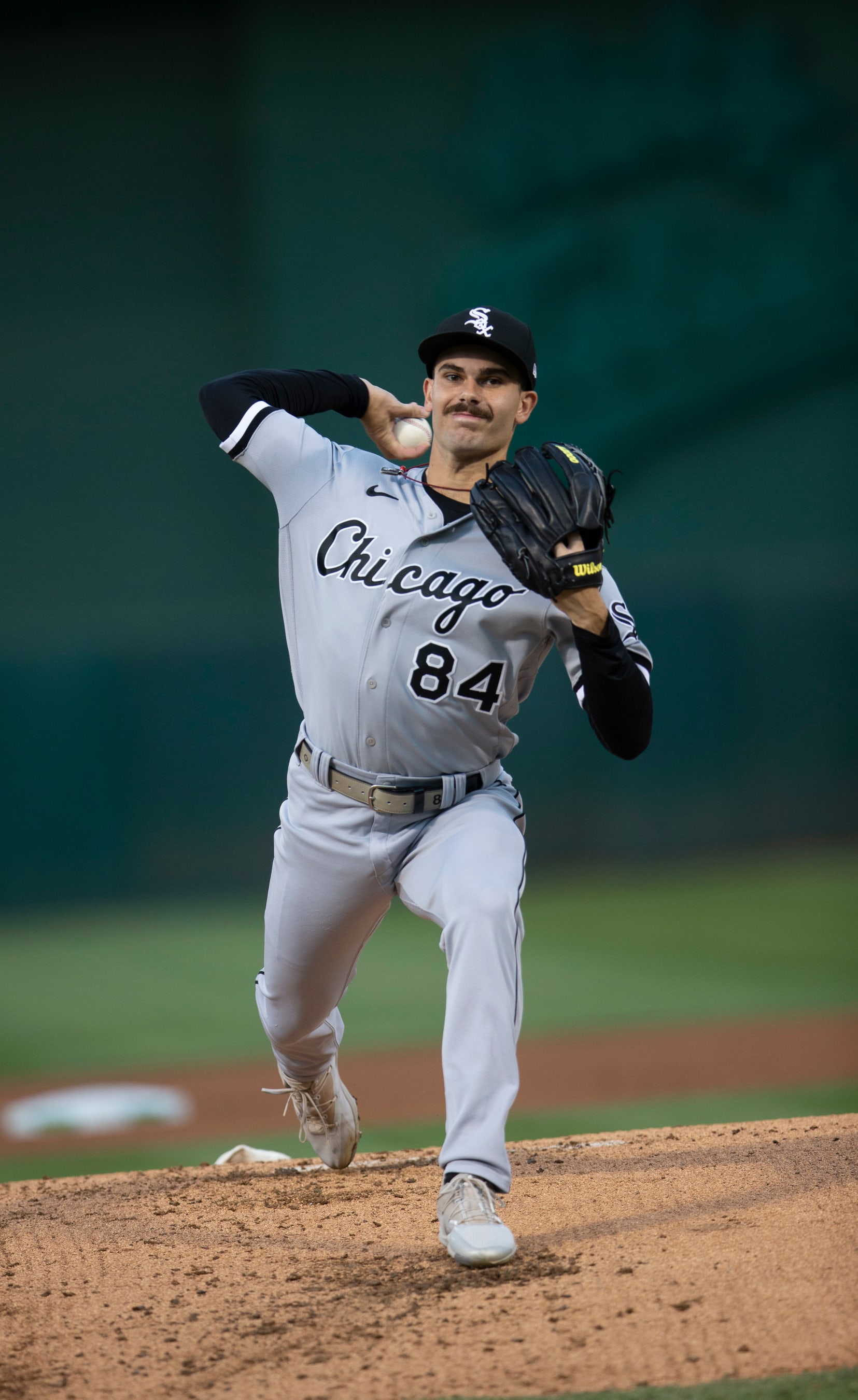 OAKLAND, CA - SEPTEMBER 8: Dylan Cease #84 of the Chicago White Sox pitches during the game against the Oakland Athletics at RingCentral Coliseum on September 8, 2022 in Oakland, California. The White Sox defeated the Athletics 14-2. (Photo by Michael Zagaris/Oakland Athletics/Getty Images)