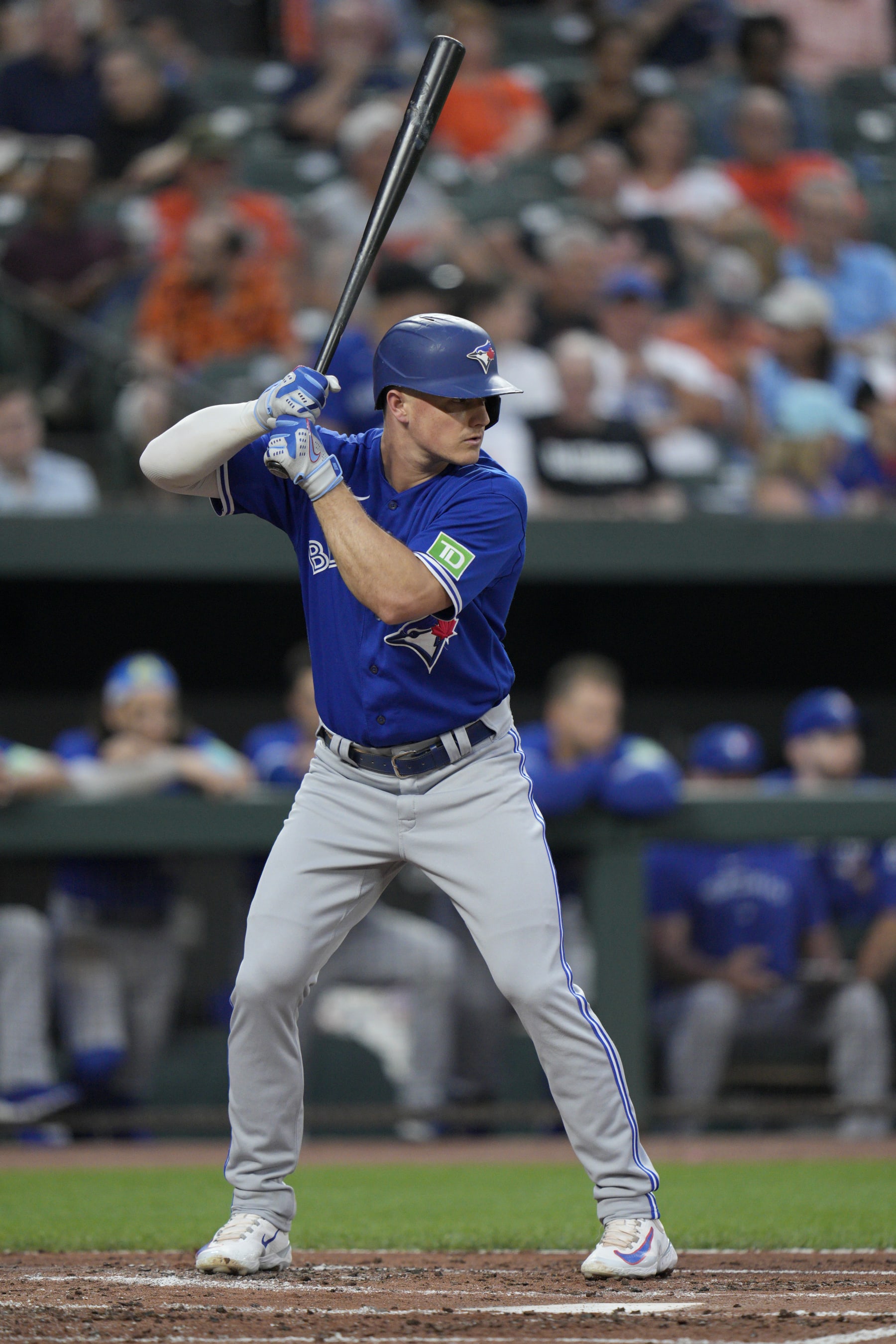 BALTIMORE, MARYLAND - AUGUST 23: Matt Chapman #26 of the Toronto Blue Jays bats against the Baltimore Orioles during the second inning at Oriole Park at Camden Yards on August 23, 2023 in Baltimore, Maryland. (Photo by Jess Rapfogel/Getty Images)